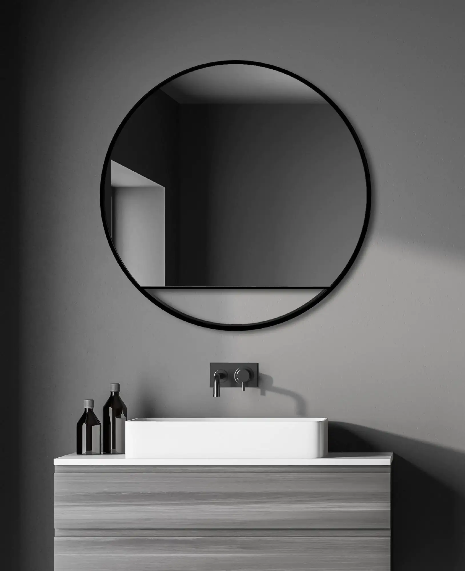 DSK Design Spiegel Silver Cosmos Ø80 cm, schwarz