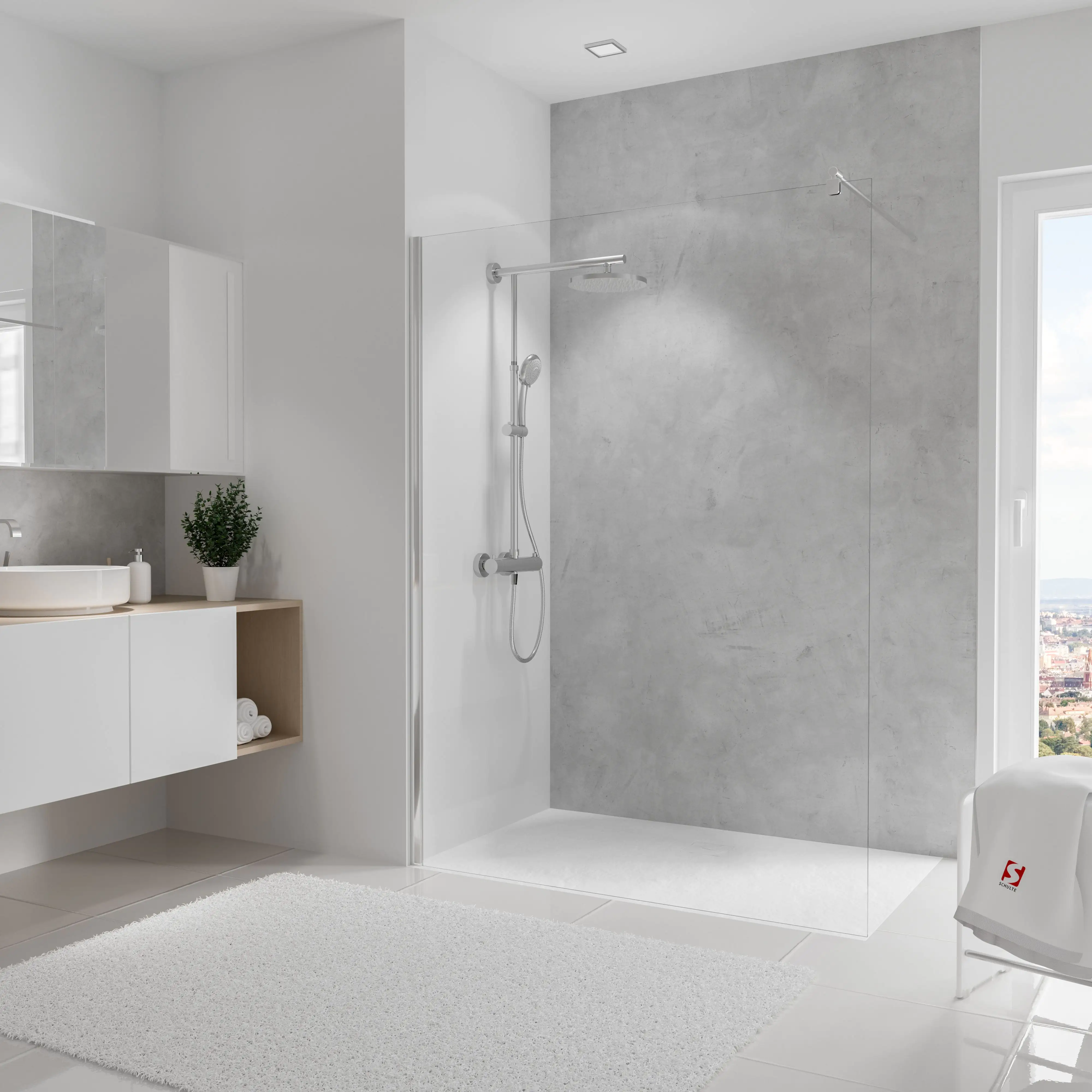 Schulte Duschrückwand Softtouch Stein Beton-grau 150 x 255 cm
