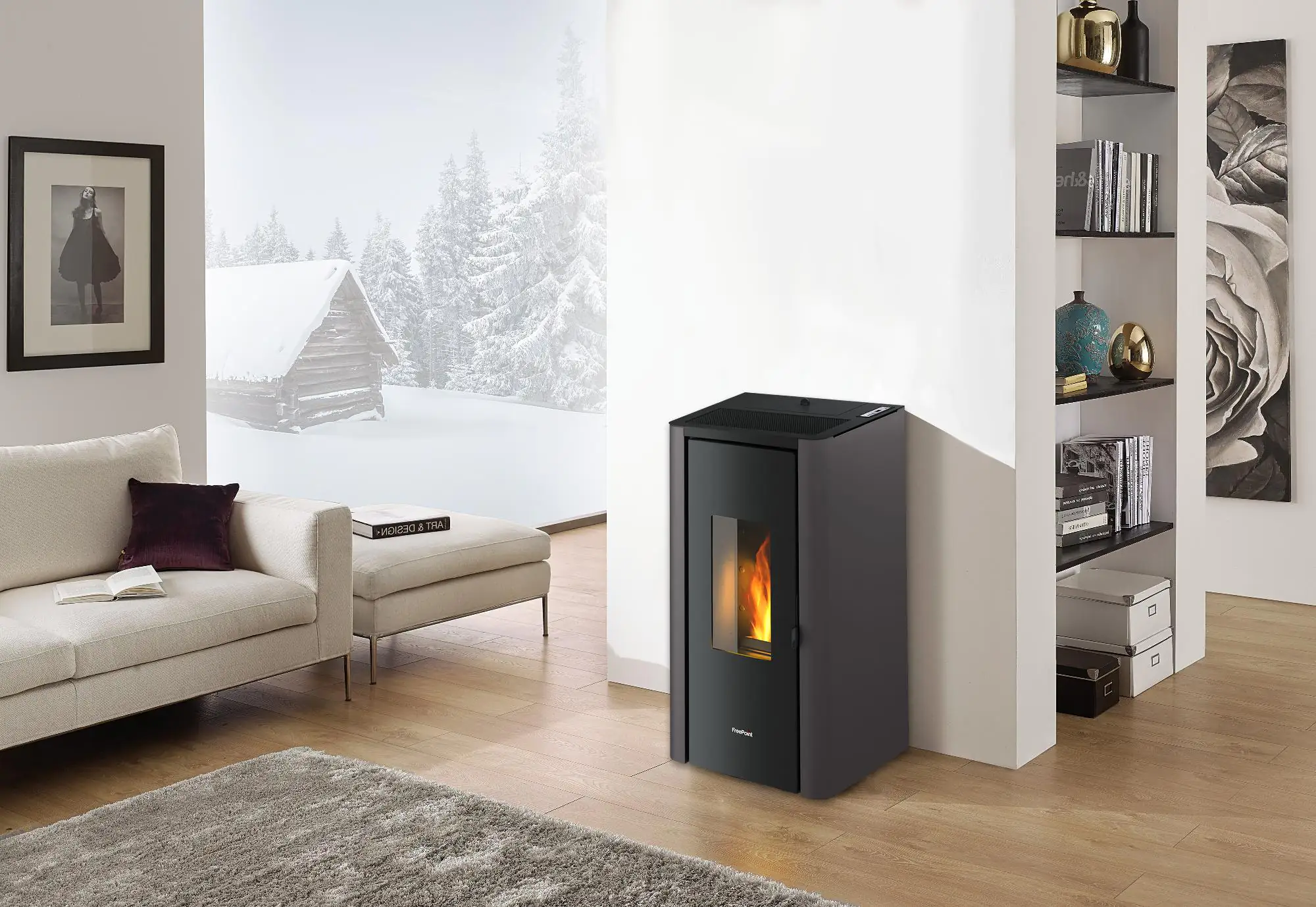 Freepoint Pelletofen Indigo anthrazit bis 7 kW Heizleistung