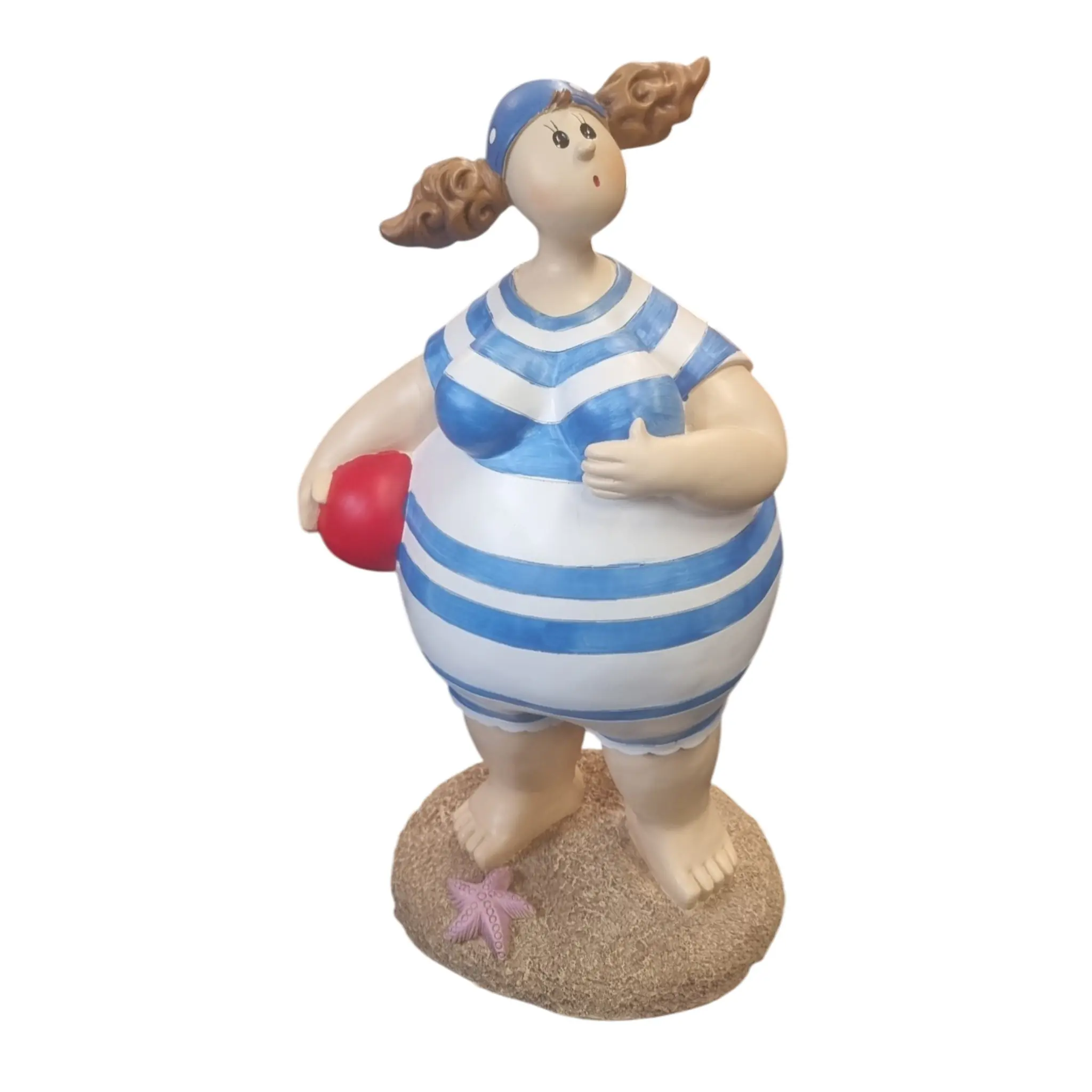 Dekofigur Badefrau 48,5 x 28,5 cm blau/weiß