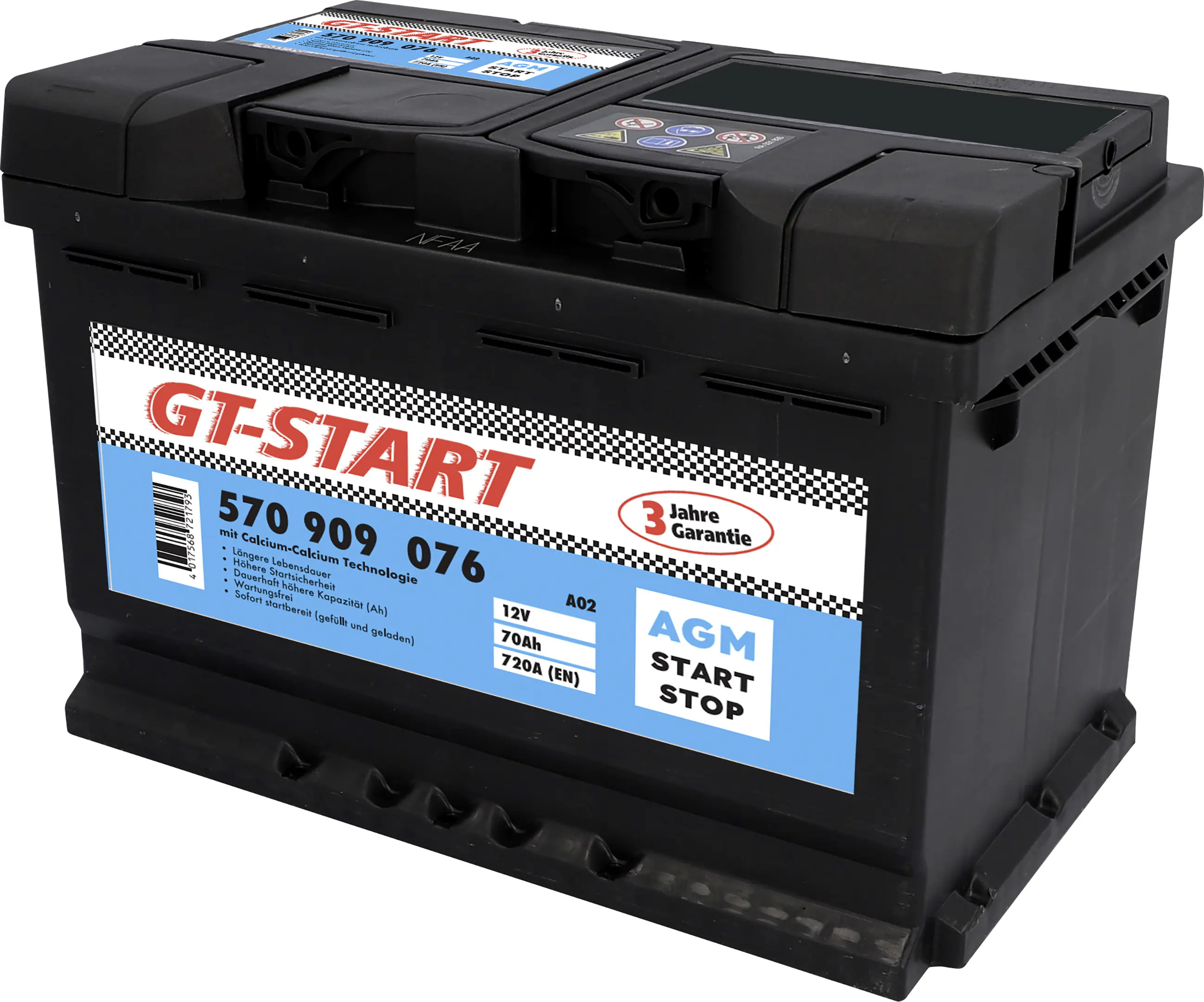 GT-Start Starterbatterie AGM 70Ah 720A 570 909 076