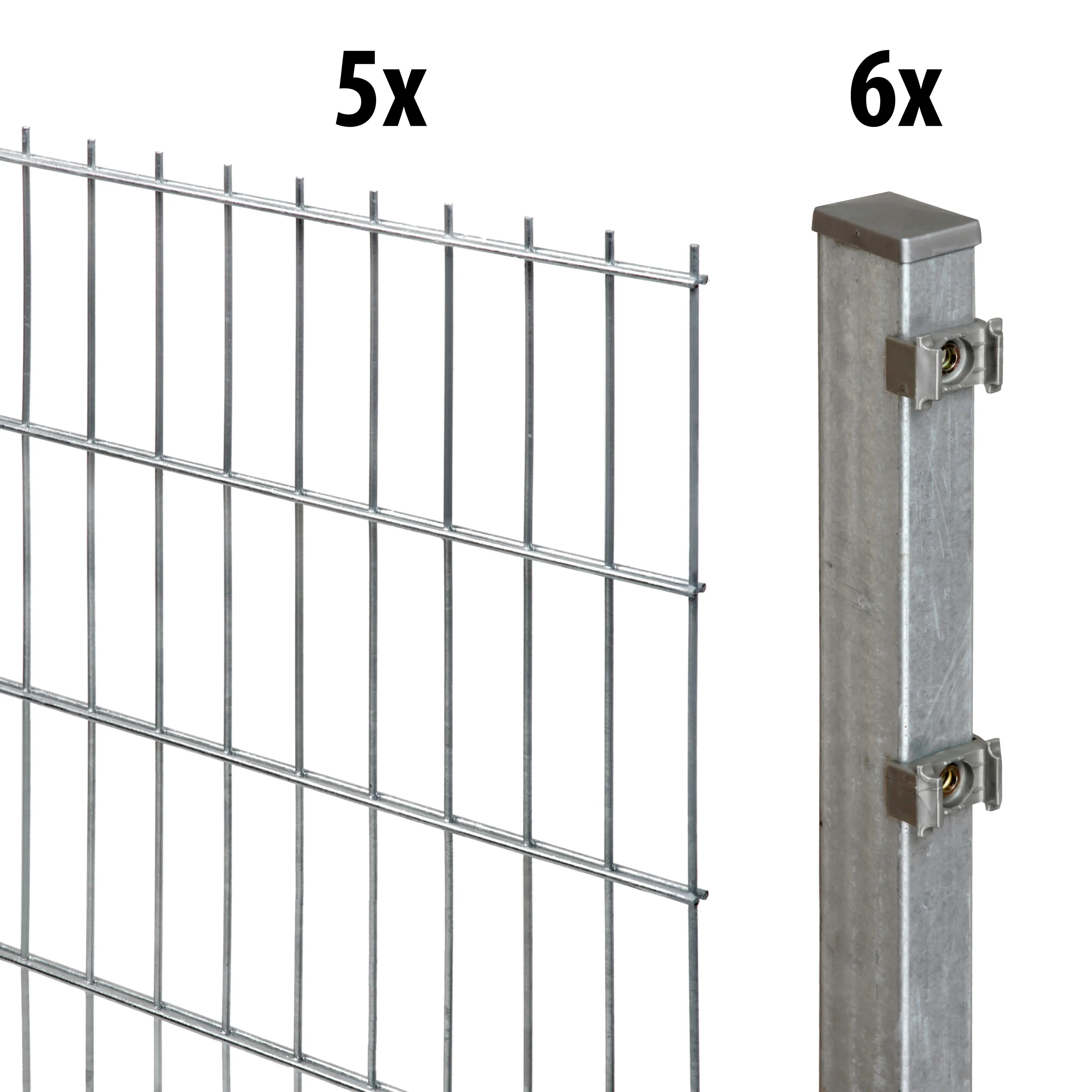 Floraworld Doppelstabmatten-Zaun Set Comfort 10 m 201 x 123 cm inkl. 6 Pfosten 170 cm feuerverzinkt