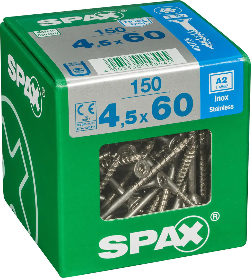 Spax Universalschrauben 4.5 x 60 mm TX 20 - 150 Stück Edelstahl