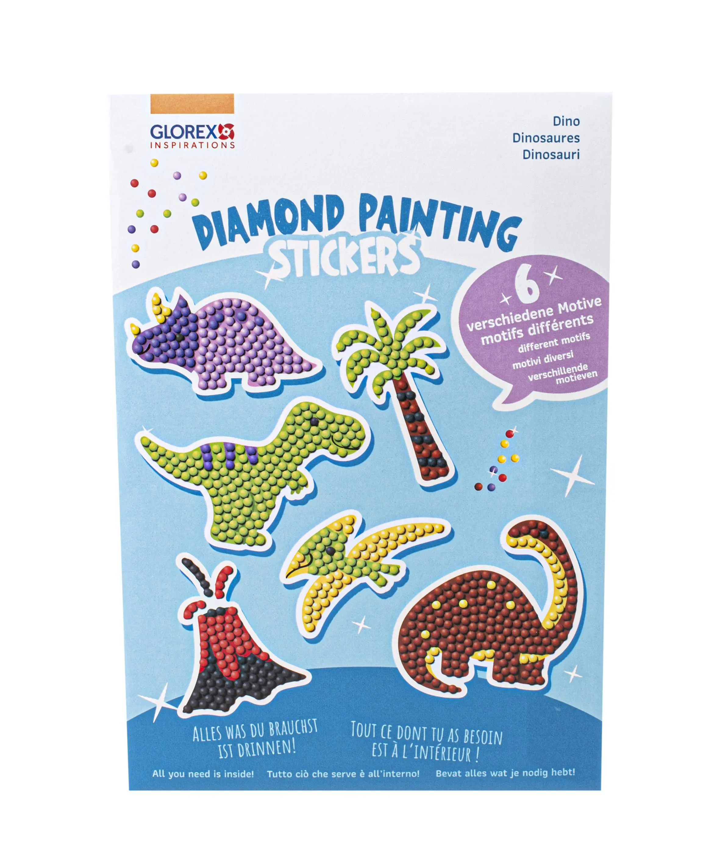 Glorex Diamond Painting Stickers Dino 6 Motive