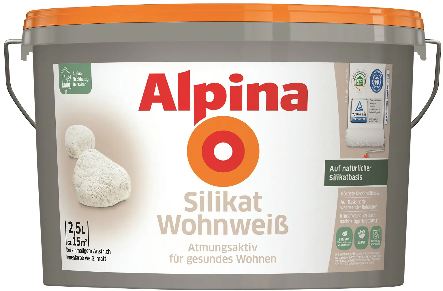 Alpina Silikat Wohnweiß Wandfarbe 2,5 L