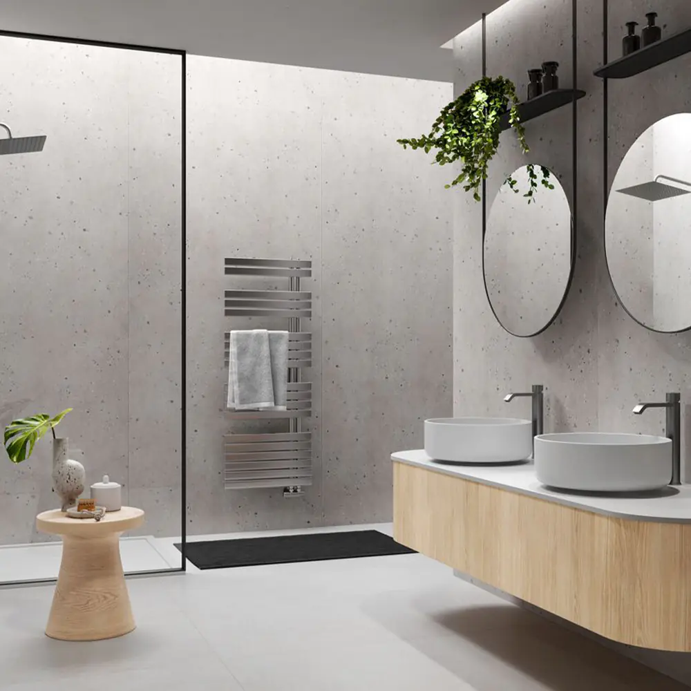 Wetwall Elite Wandpaneel  Pewter Terrazzo 16 x 242 cm mit abgerundeter Abschlusskante