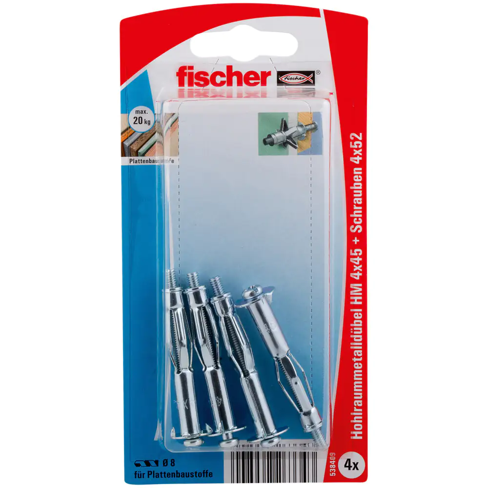 Fischer Hohlraumdübel aus Metall 4.0 x 45 mm - 4 Stück