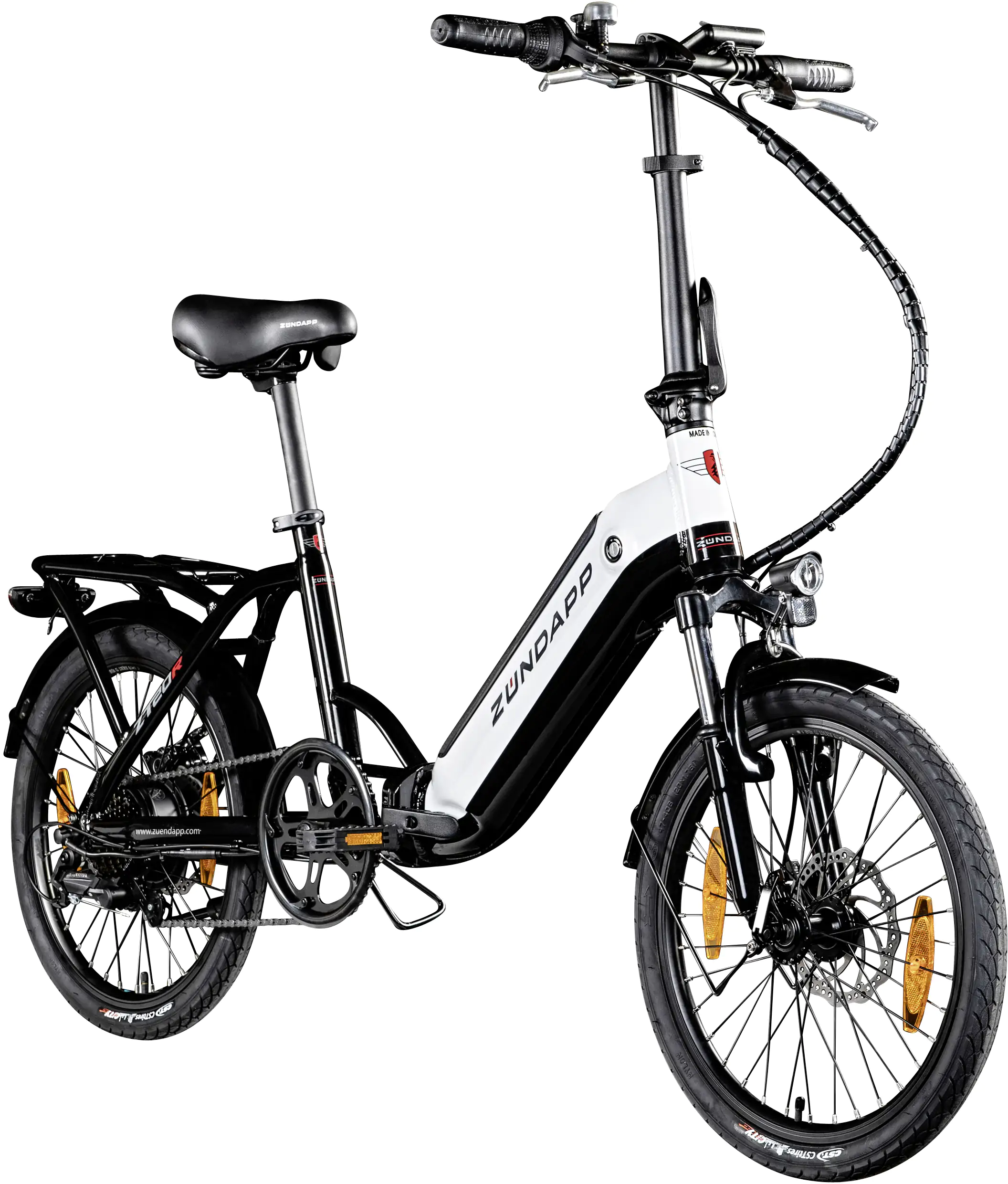 Zündapp E-Bike Faltrad ZT20R 20 Zoll RH 35cm 6-Gang 468 Wh schwarz weiß
