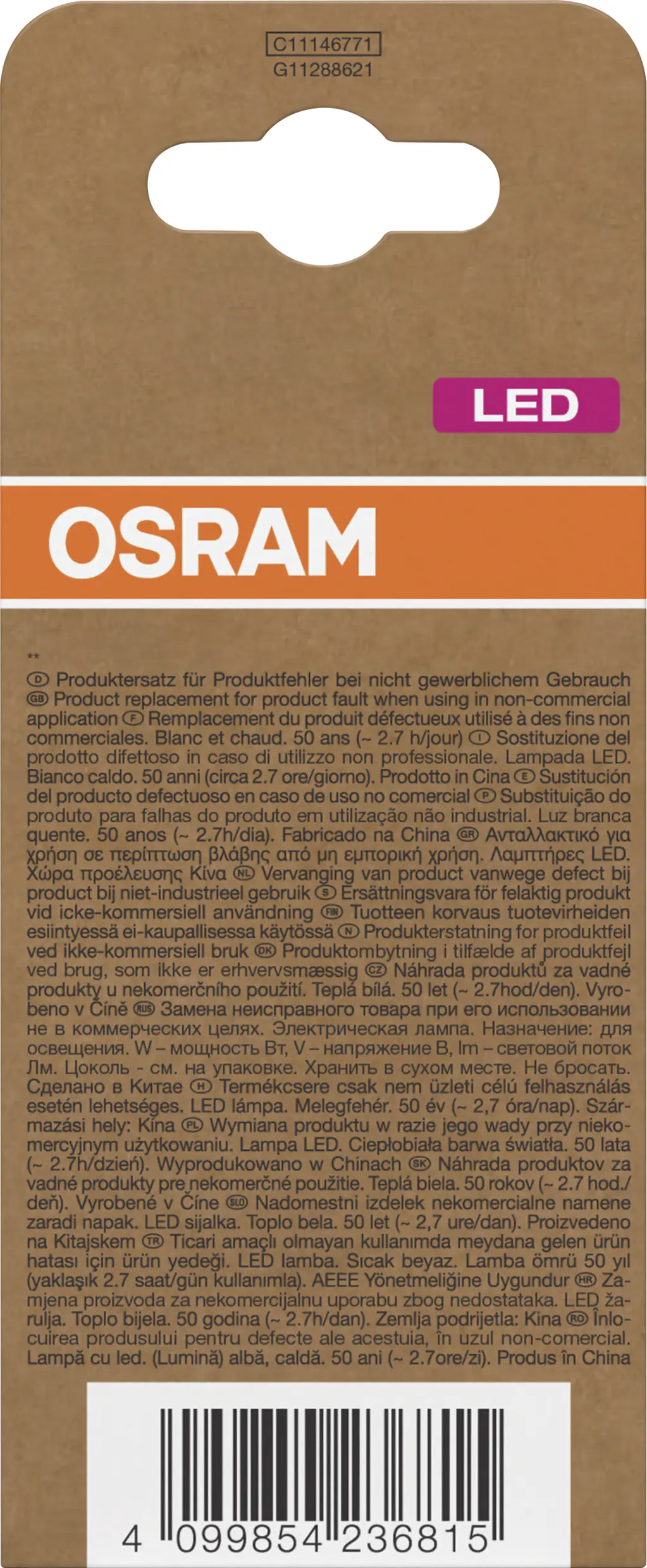Osram LED Leuchtmittel Classic 5W 827 klar E27 warmweiß