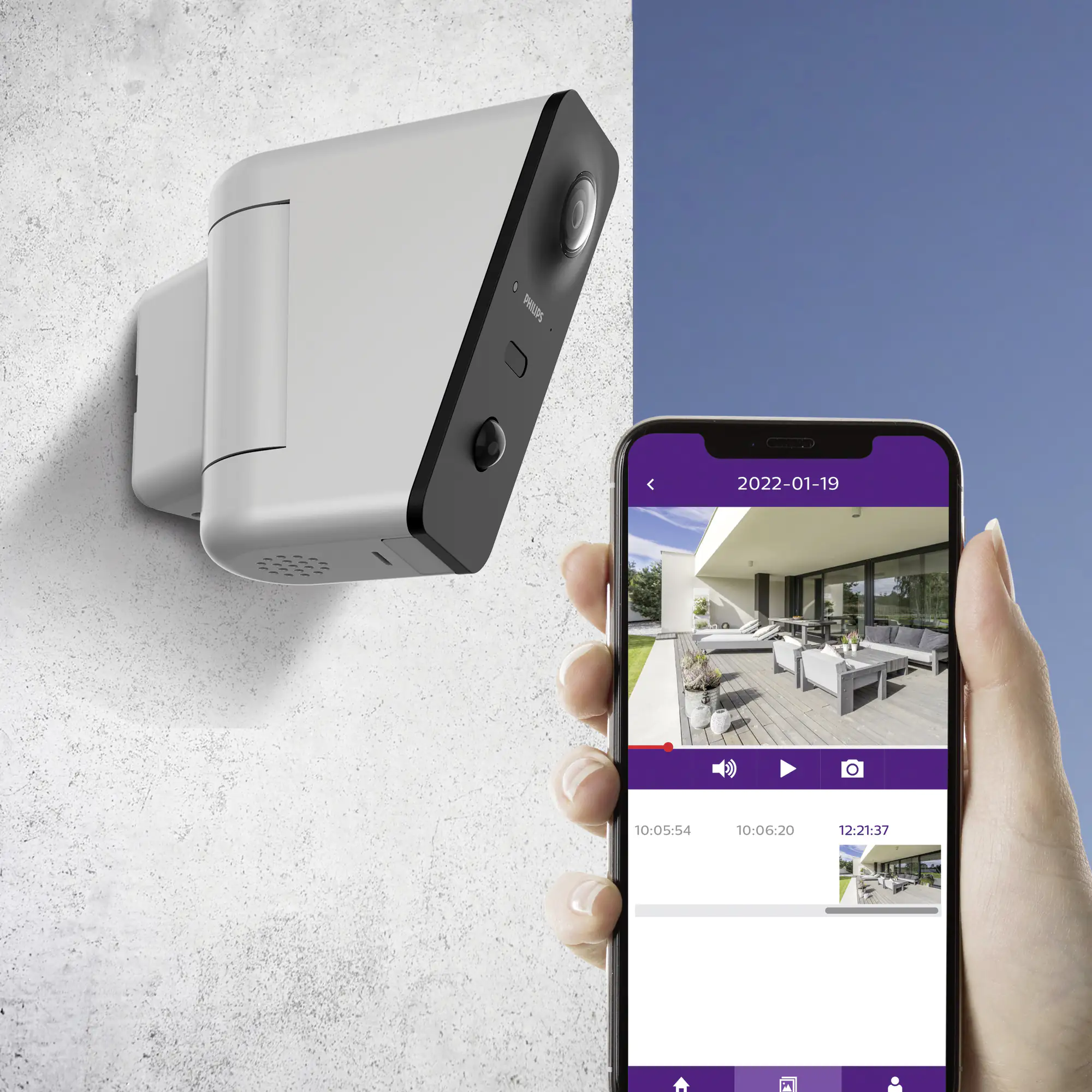 Philips Kamera WelcomeEye View motorisierte und vernetzte Außenkamera