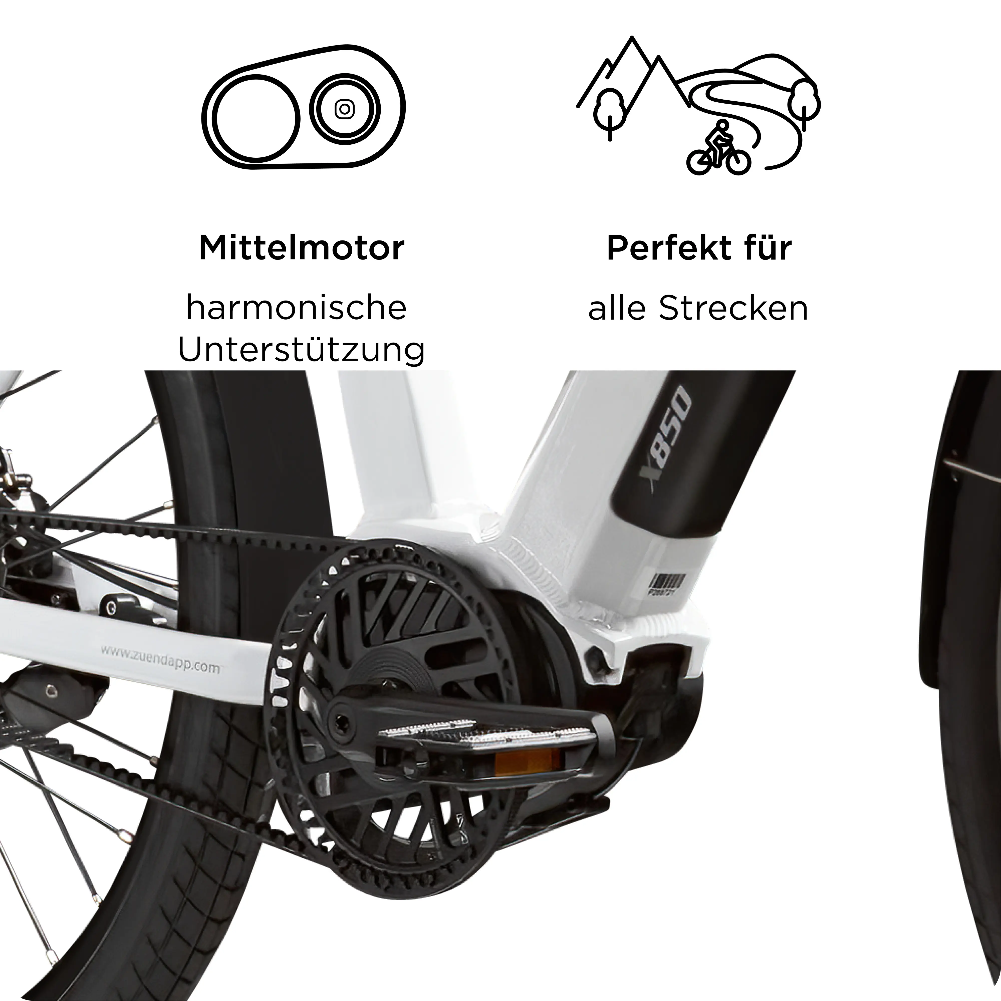 Zündapp E-Bike Trekking X850 Diamantrahmen 27,5 Zoll 7-Gang 550 Wh weiß