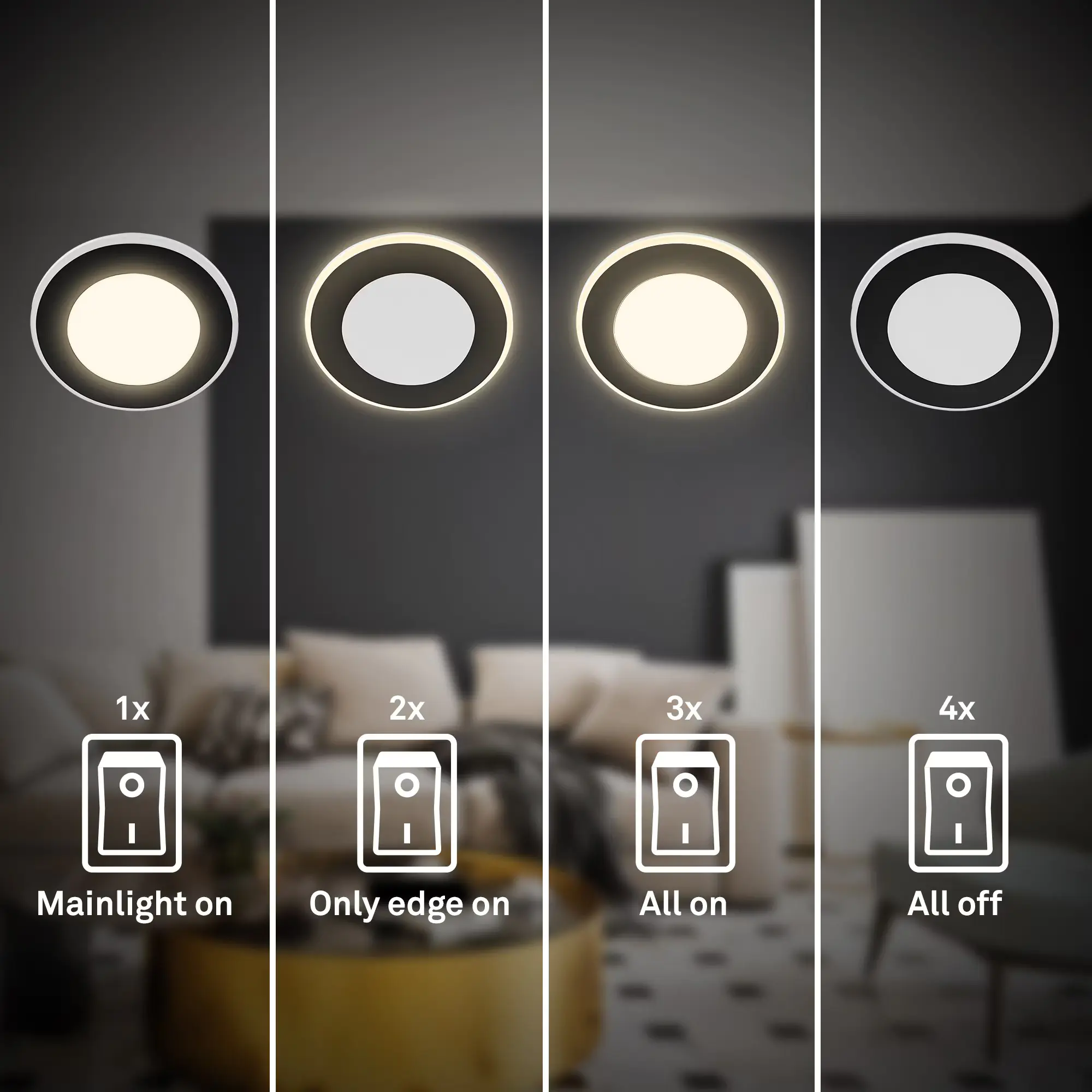Briloner LED-Einbauleuchten 3er Set Mini 4,9W 425lm schwarz Nachtlicht