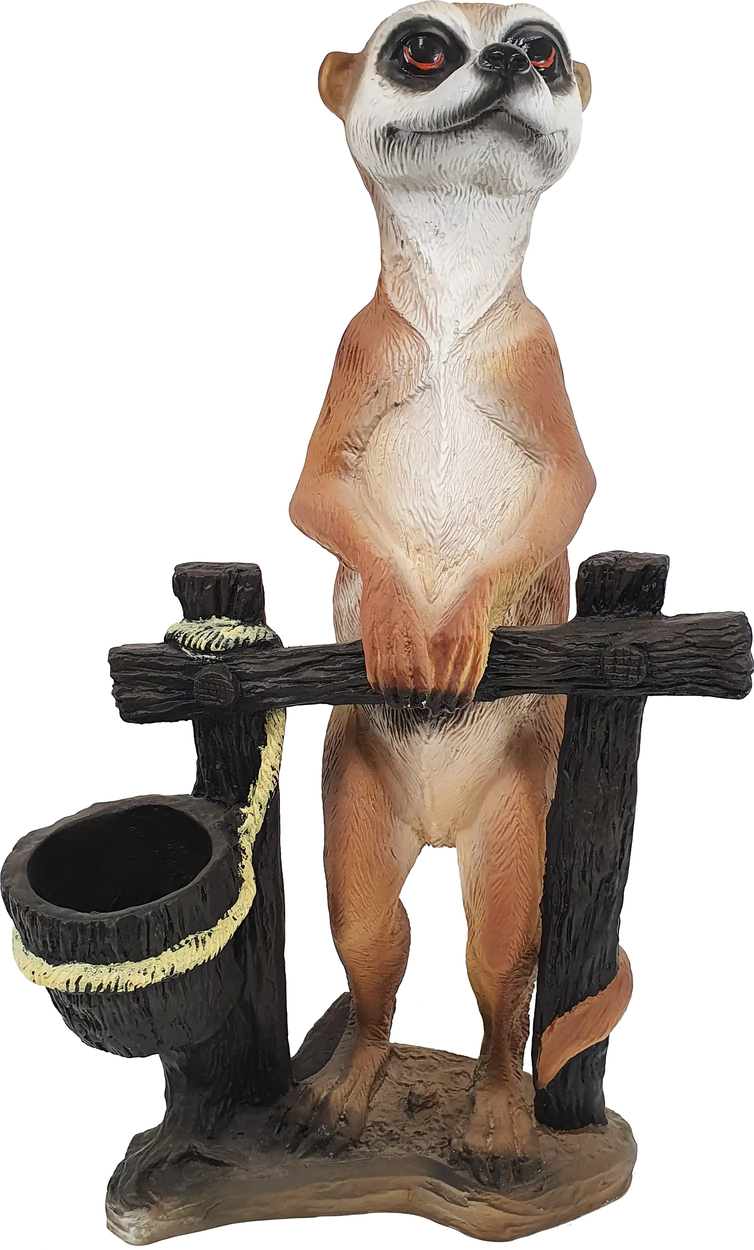 Dekofigur Erdmännchen am Zaun 60 x 35 x 19 cm 