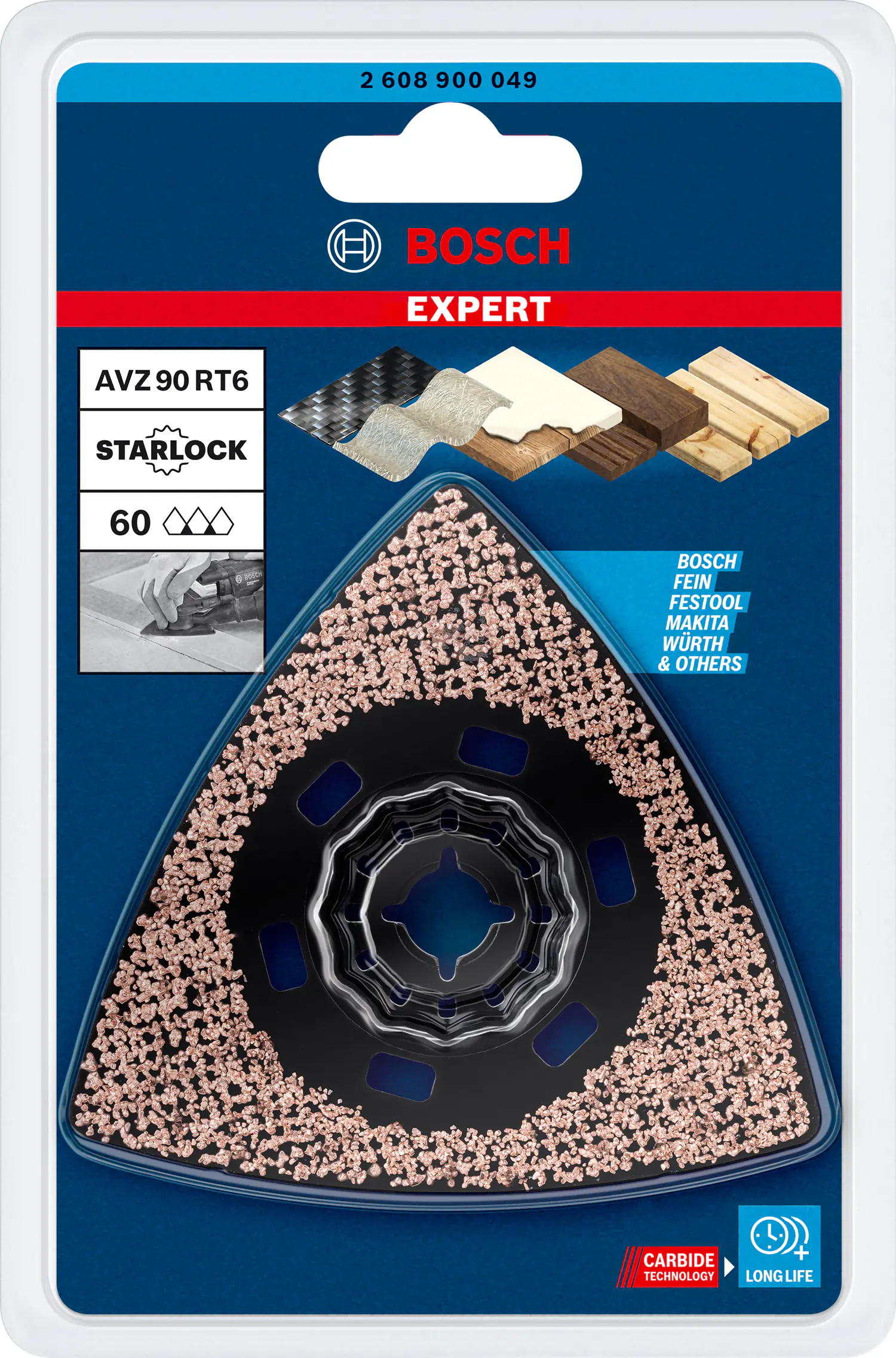 Bosch Expert Schleifplatte AVZ 90 RT6 für Multifunktionswerkzeuge 90 mm