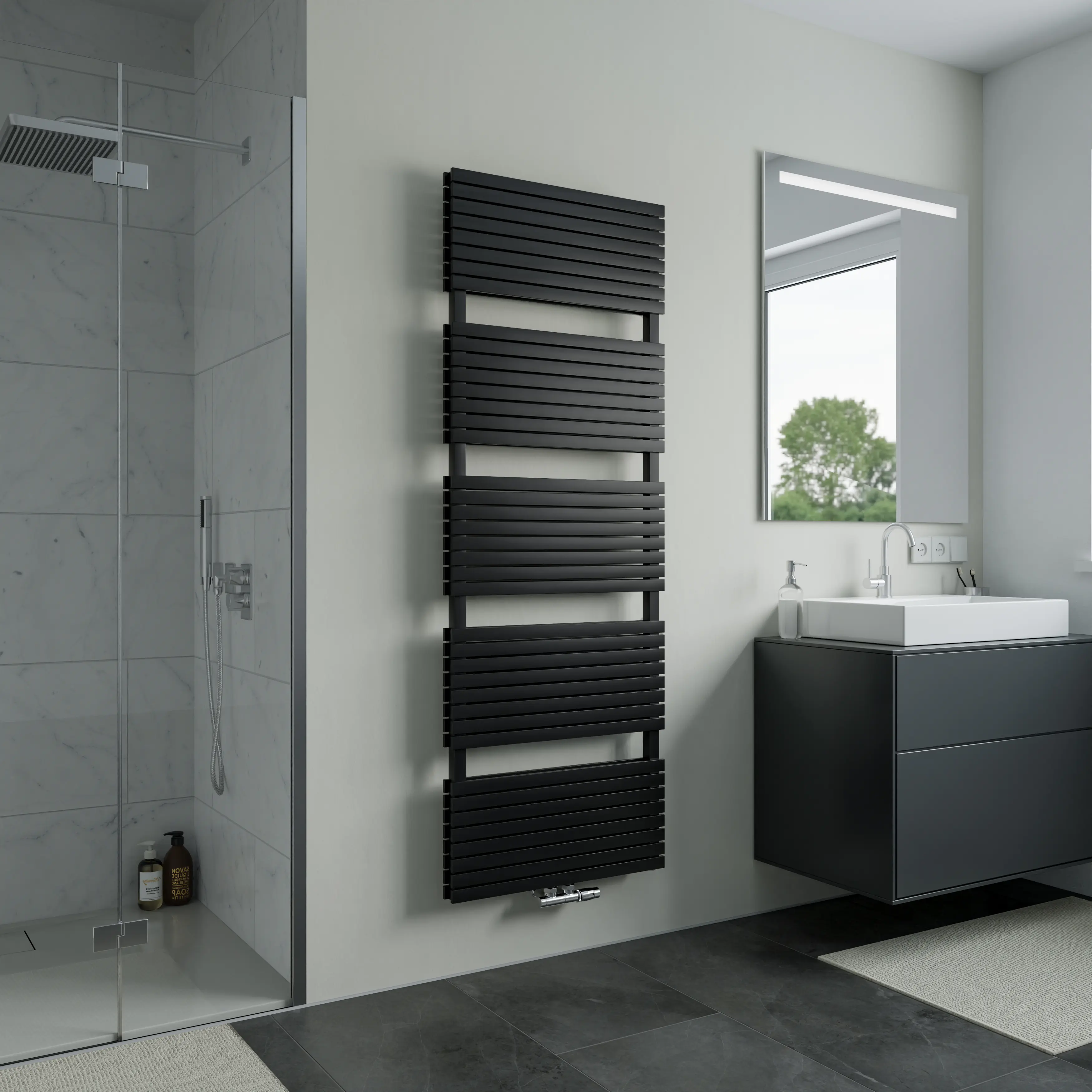 Ximax Handtuchheizkörper P2 Duplex Slim 167,5 x 60 cm 1567 Watt schwarz matt