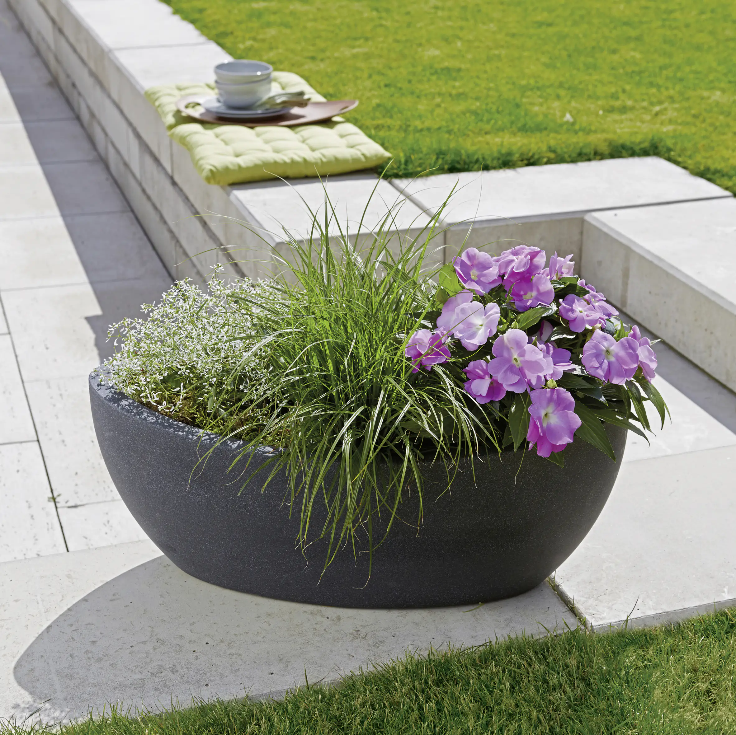 Scheurich Pflanzschale Wave Globe Serie 253 schwarz-granit Ø 58 cm