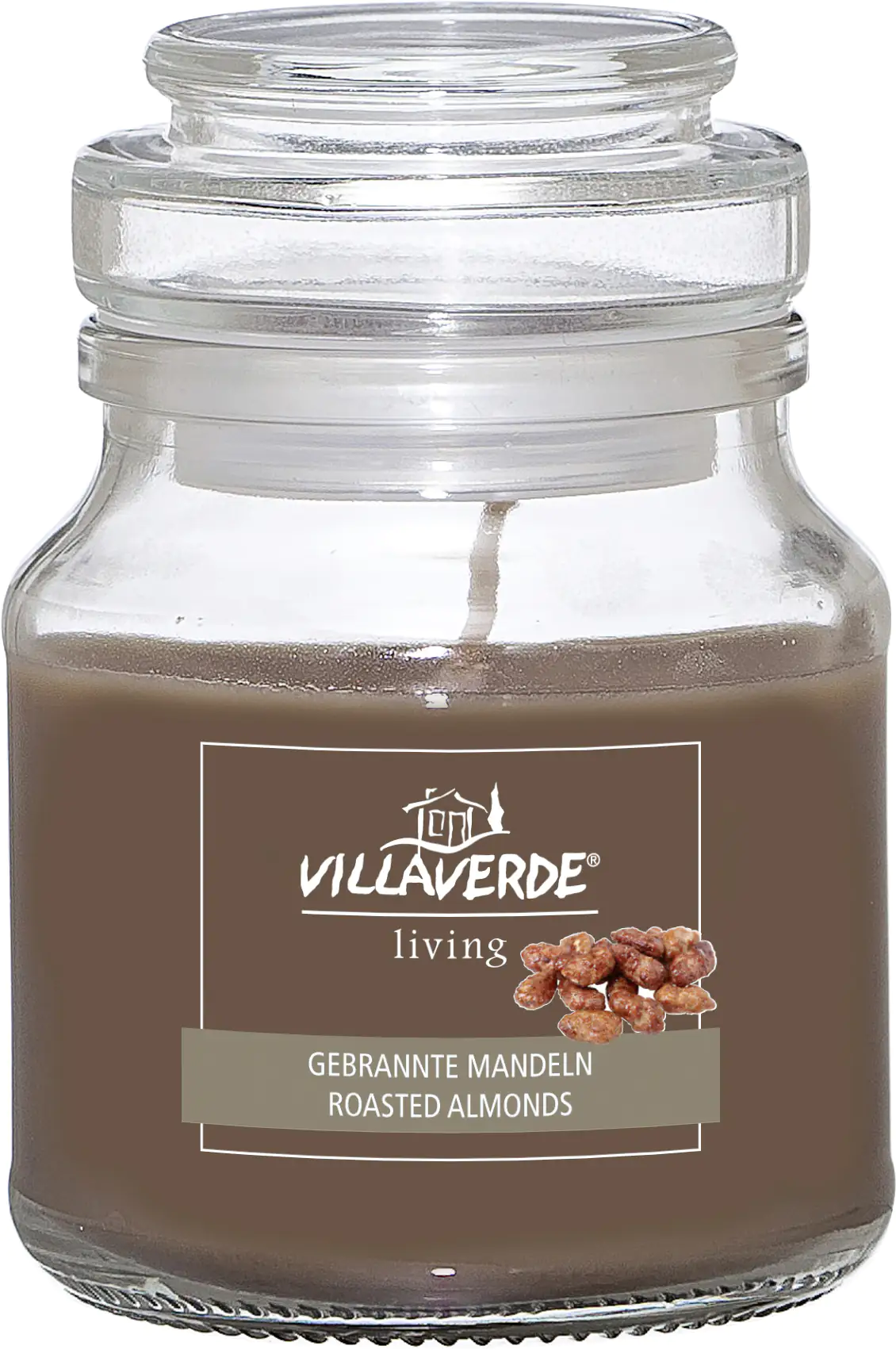 Villa Verde Duftkerze im Glas m. Deckel Gebrannte Mandeln, H:7,8 cm, Ø 7 cm
