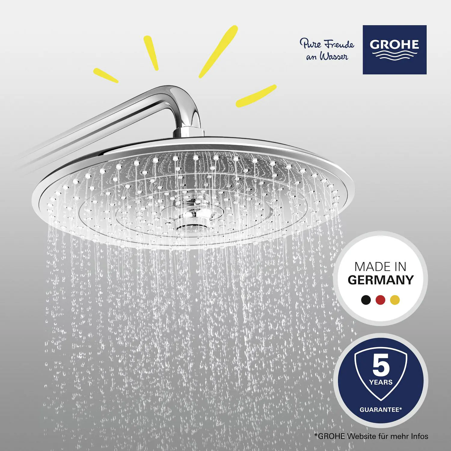 Grohe Kopfbrause chrom, mit 3 Strahlarten: Rain, SmartRain, Massage