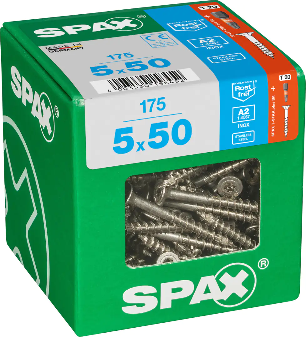 Spax Universalschrauben 5.0 x 50 mm TX 20 - 175 Stück Edelstahl