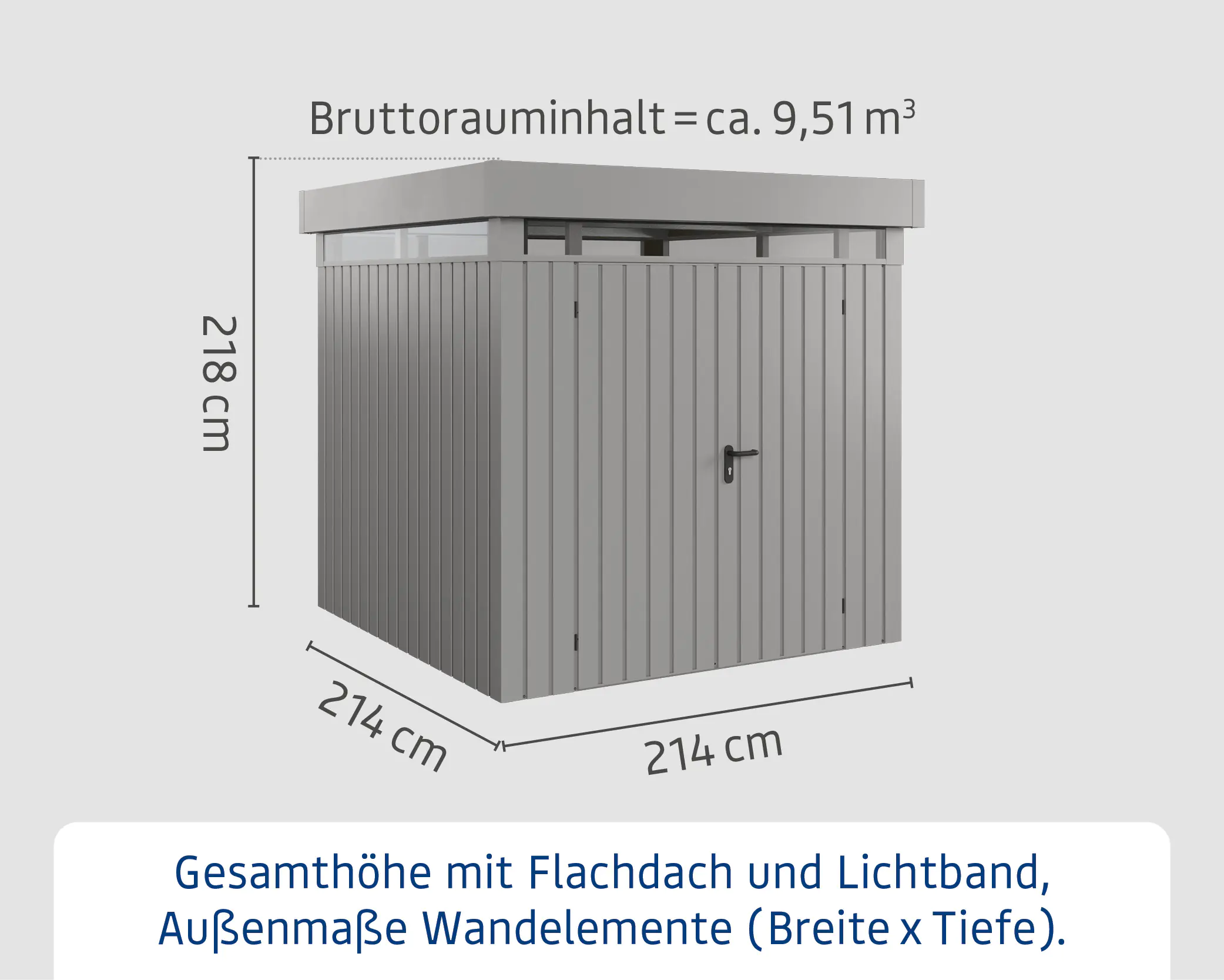 EcoStar Metallgerätehaus Euroline EFD5 LB graualuminium 214 x 214 cm 2-flg.