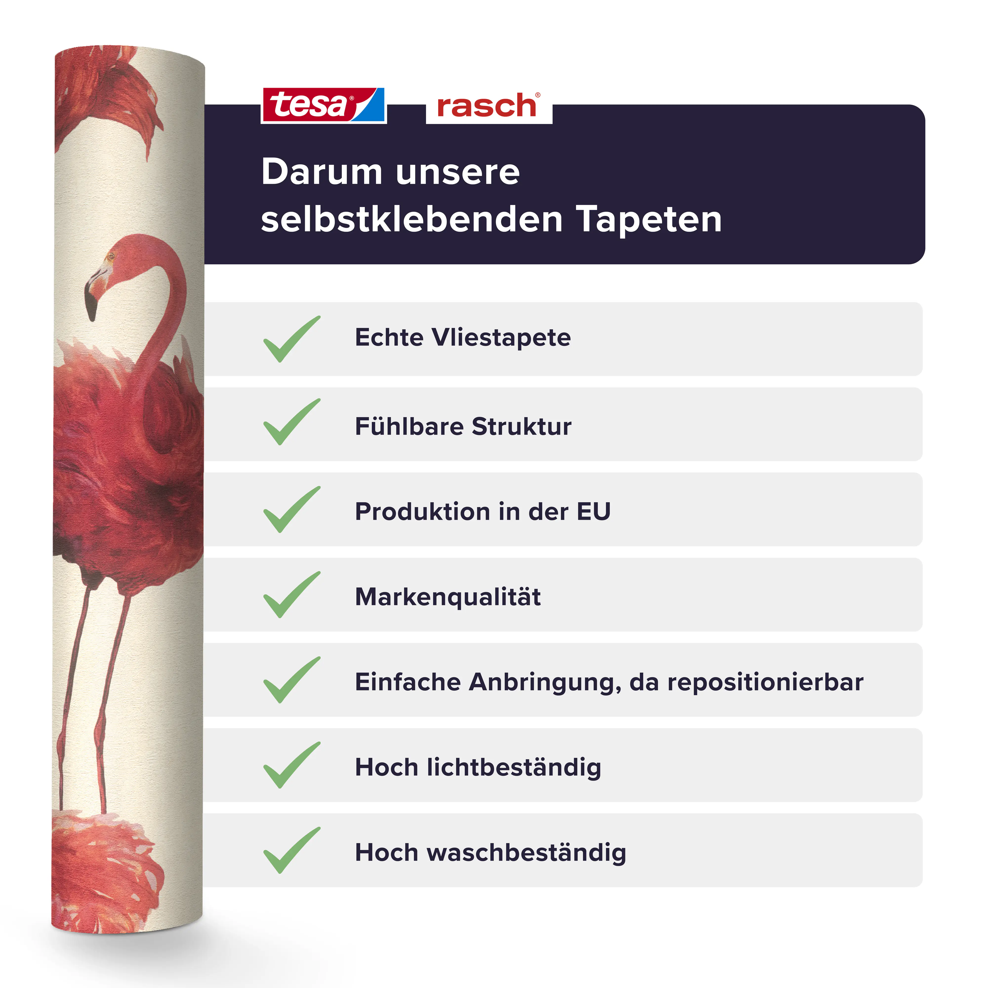 Tesa x Rasch selbstklebende Vliestapete Famazing Flamingo pink 6 x 0,53 m