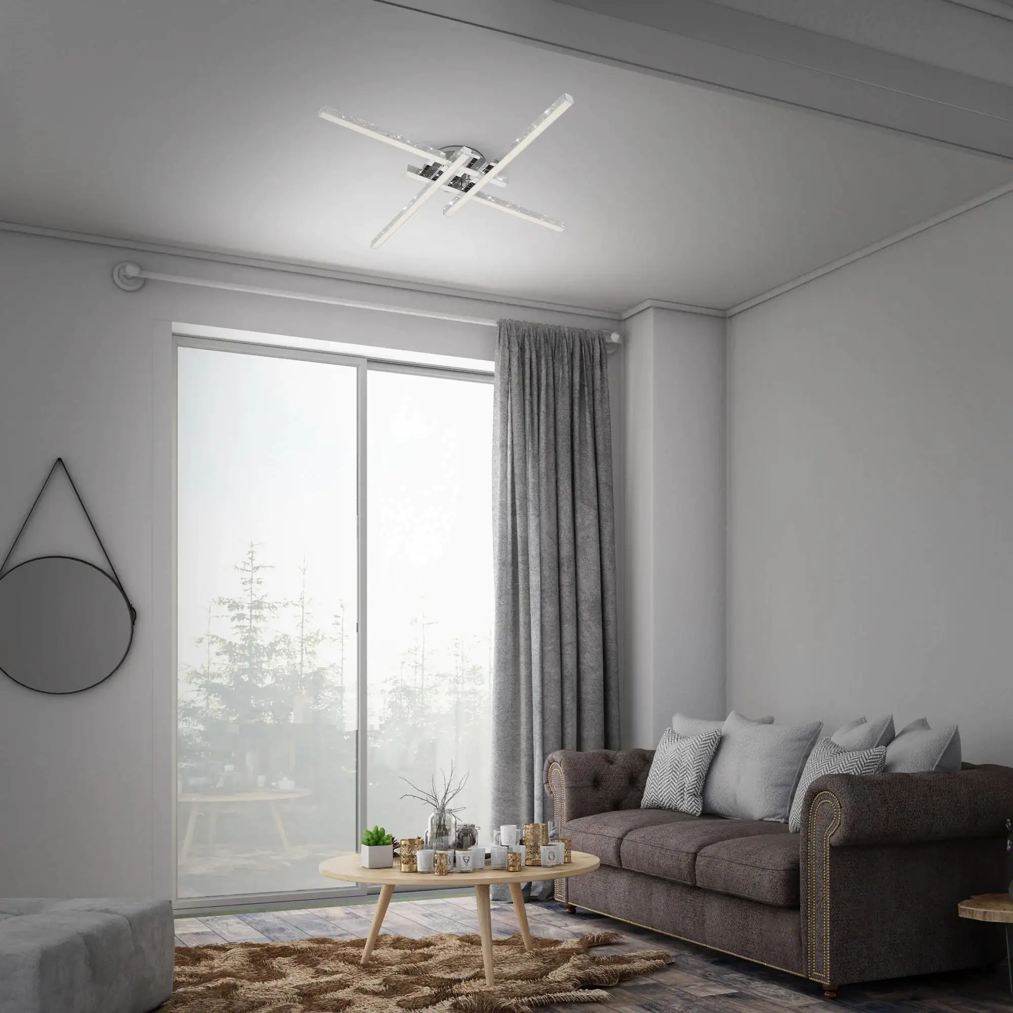 Di-Ka LED Wand- und Deckenleuchte Rey 60x60cm chrom Glitzereffekt