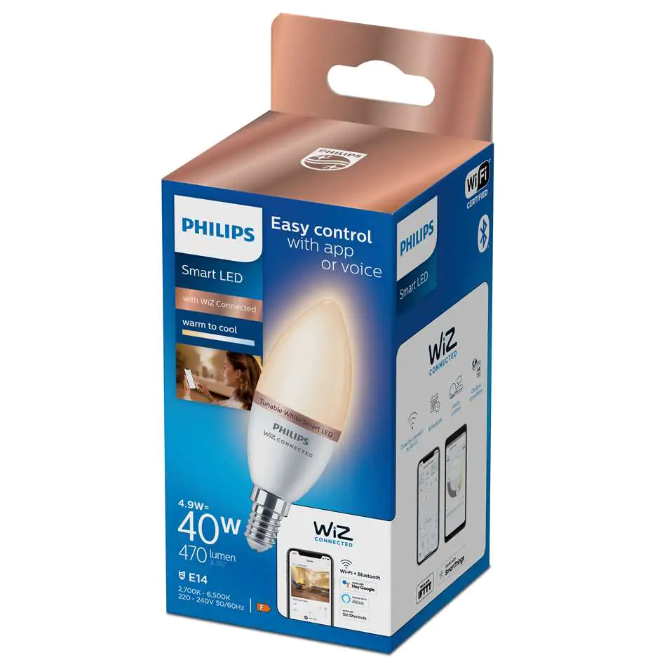 Philips Smart LED Leuchtmittel Tunable White C37 E14 Kerzenform 4,9 W