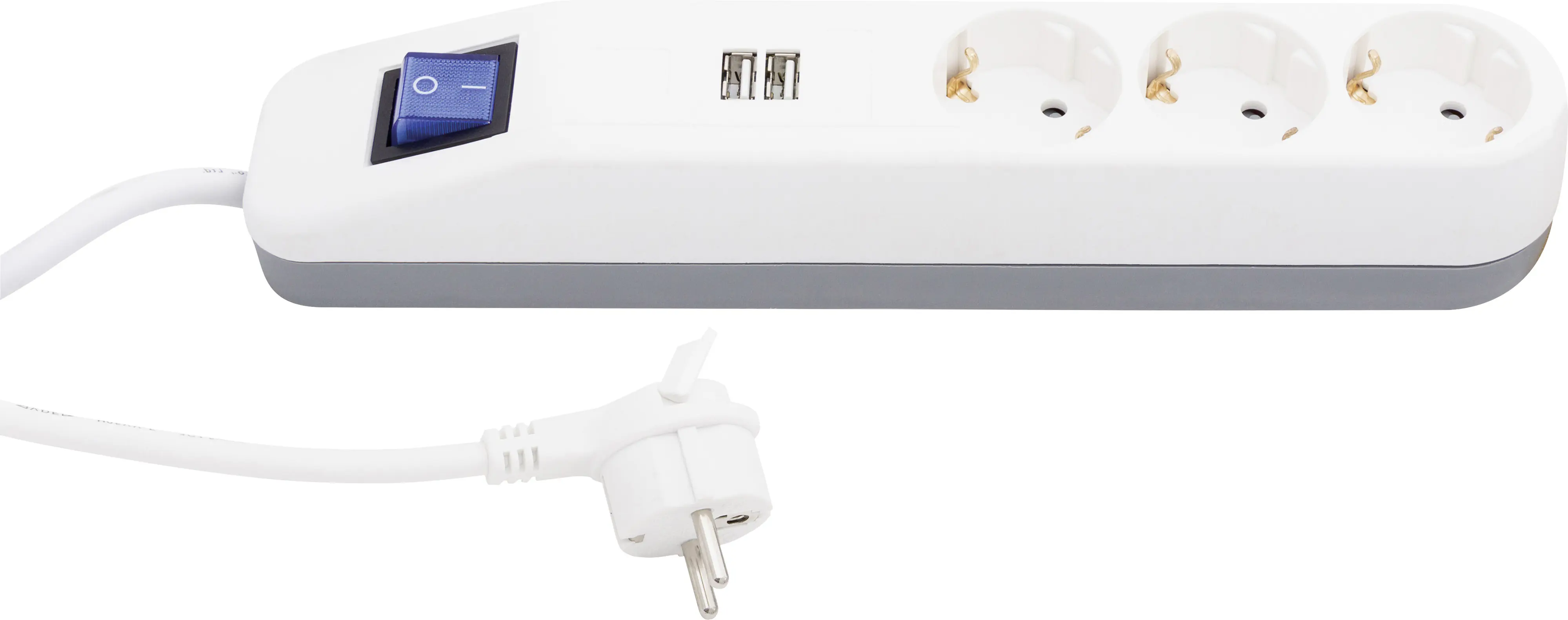 REV Steckdosenleiste 3-fach weiß-grau USB 2-fach 1,4m