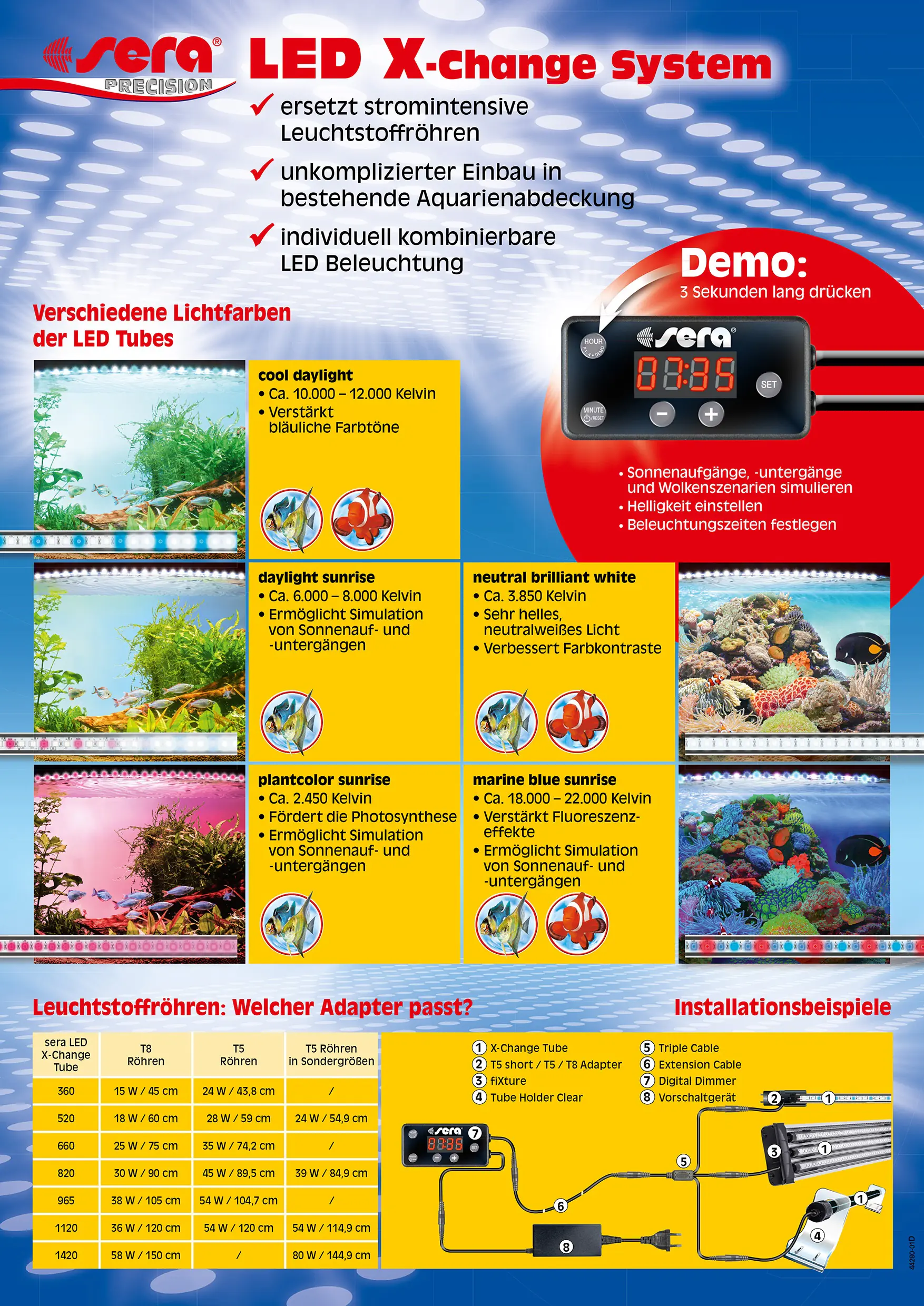 Sera Aquarium-Beleuchtung LED X-Change Tube daylight sunrise 520 - 1 Stück