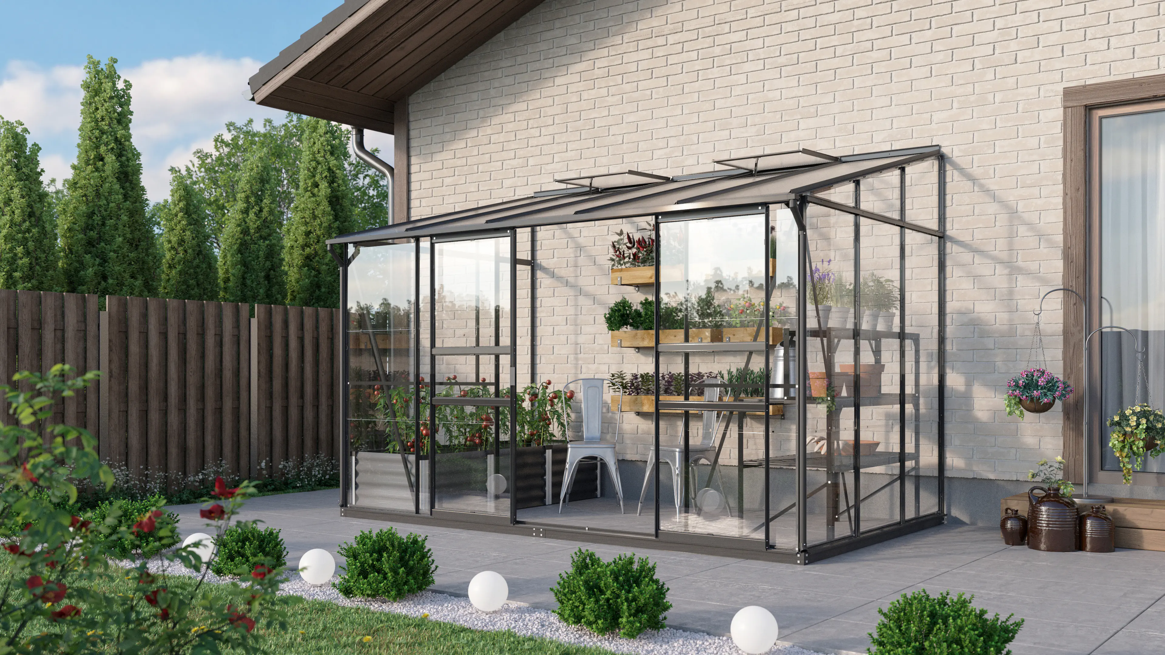 Vitavia Anlehngewächshaus Osiris 6500 190 x 317 cm 3 mm ESG