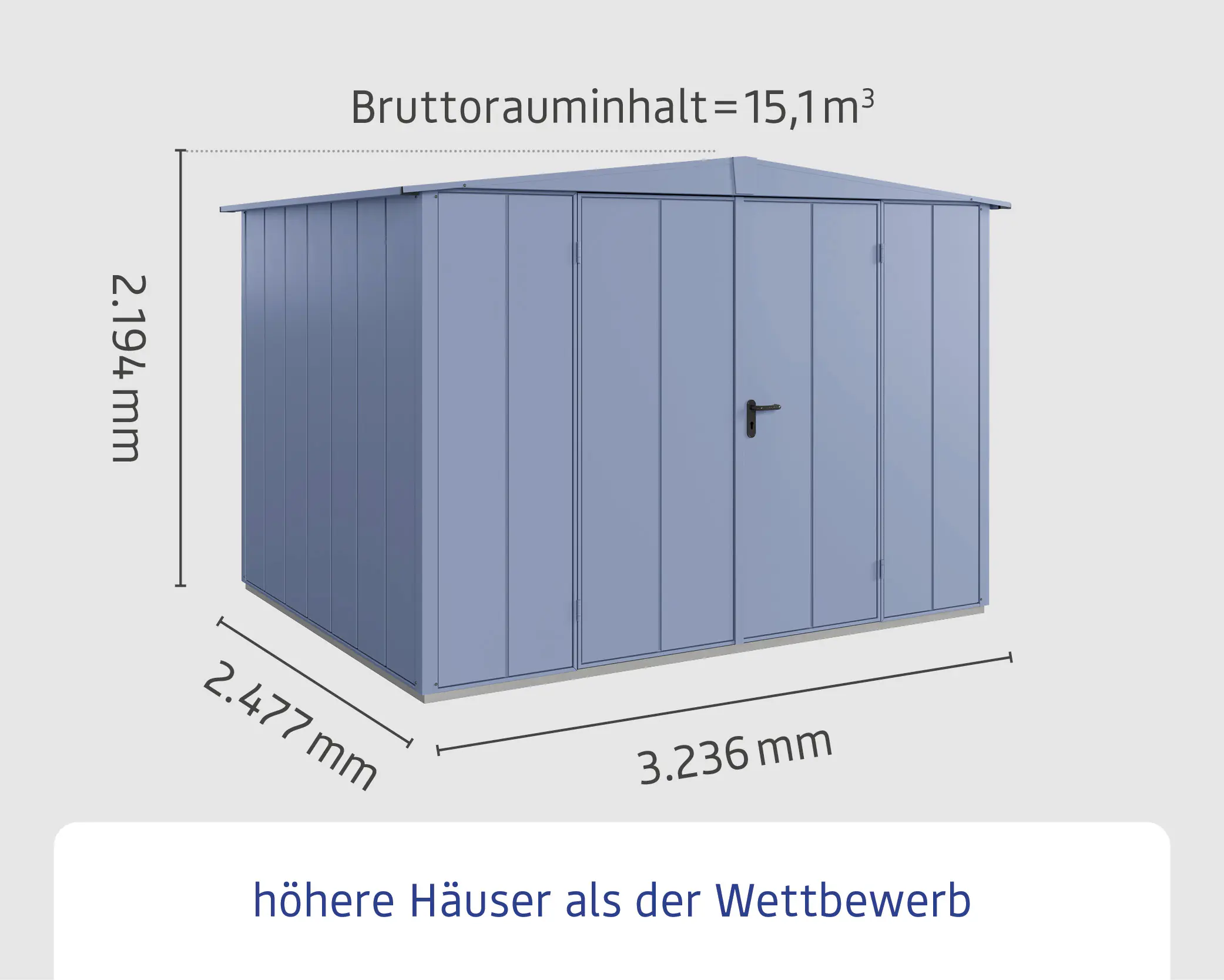 EcoStar Gerätehaus Elegant-S Typ 3 323,6 x 247,7 x 219,4 cm taubenblau