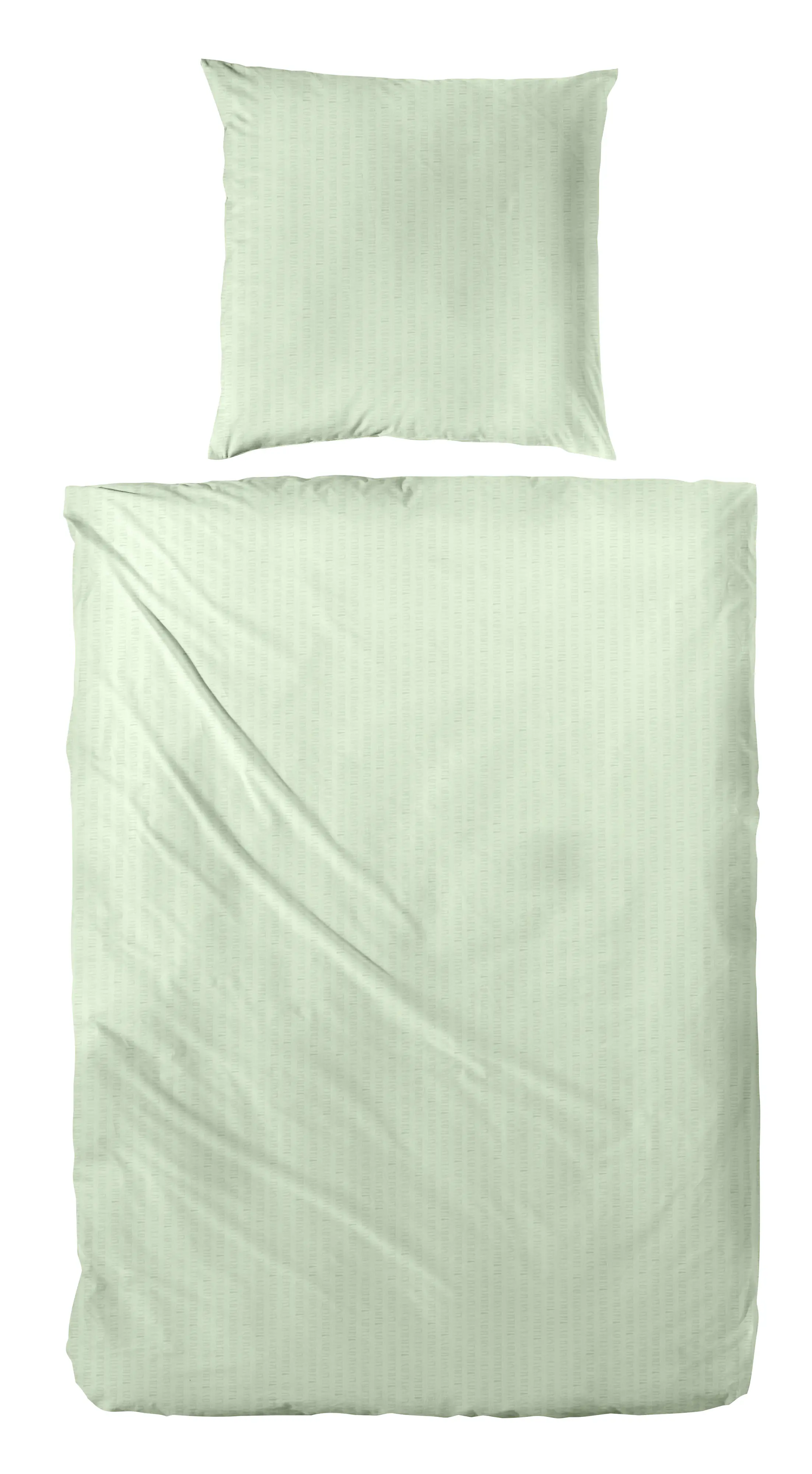Bettwäsche Soft-Seersucker Uni grün 135 x 200 cm