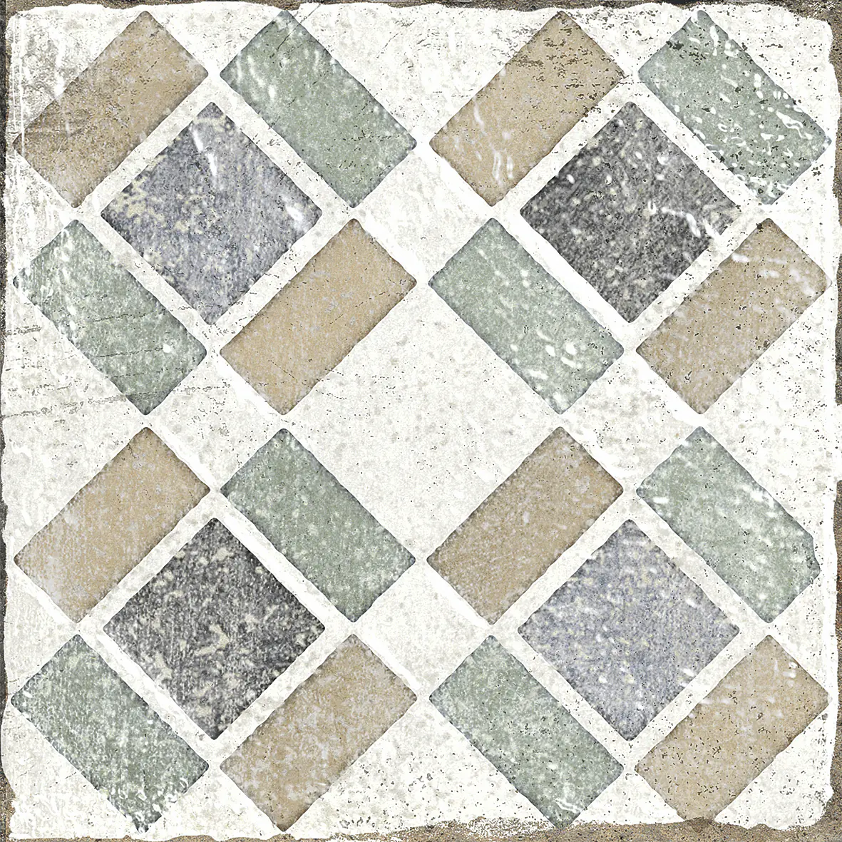 Bodenfliese Feinsteinzeug Marrakesh 20 x 20 cm blau-beige