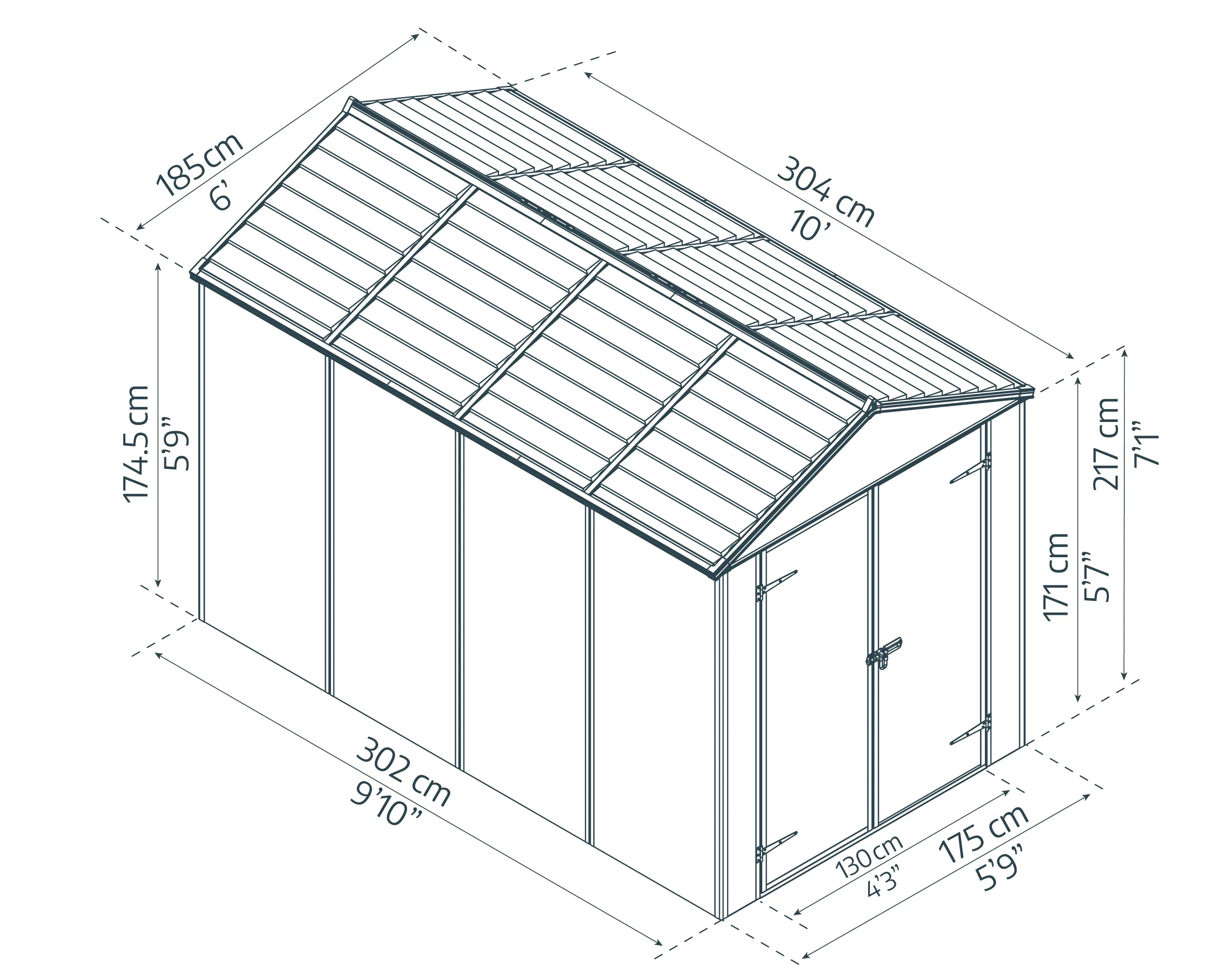 Canopia Gerätehaus Rubicon Alu grau 304 x 185 cm