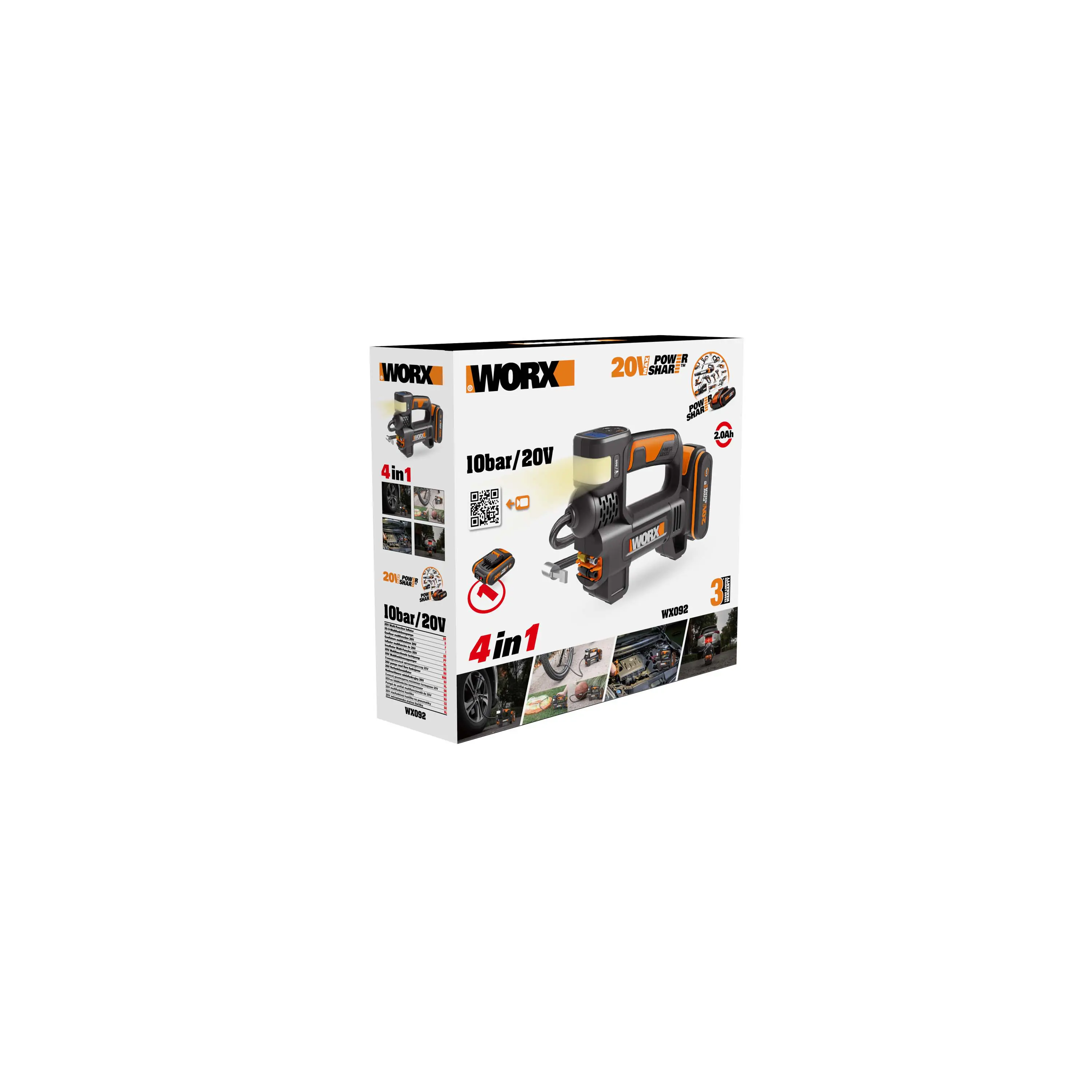 Worx Akku-Kompressor WX092 20 V inkl. Akku 2 Ah & Ladegerät
