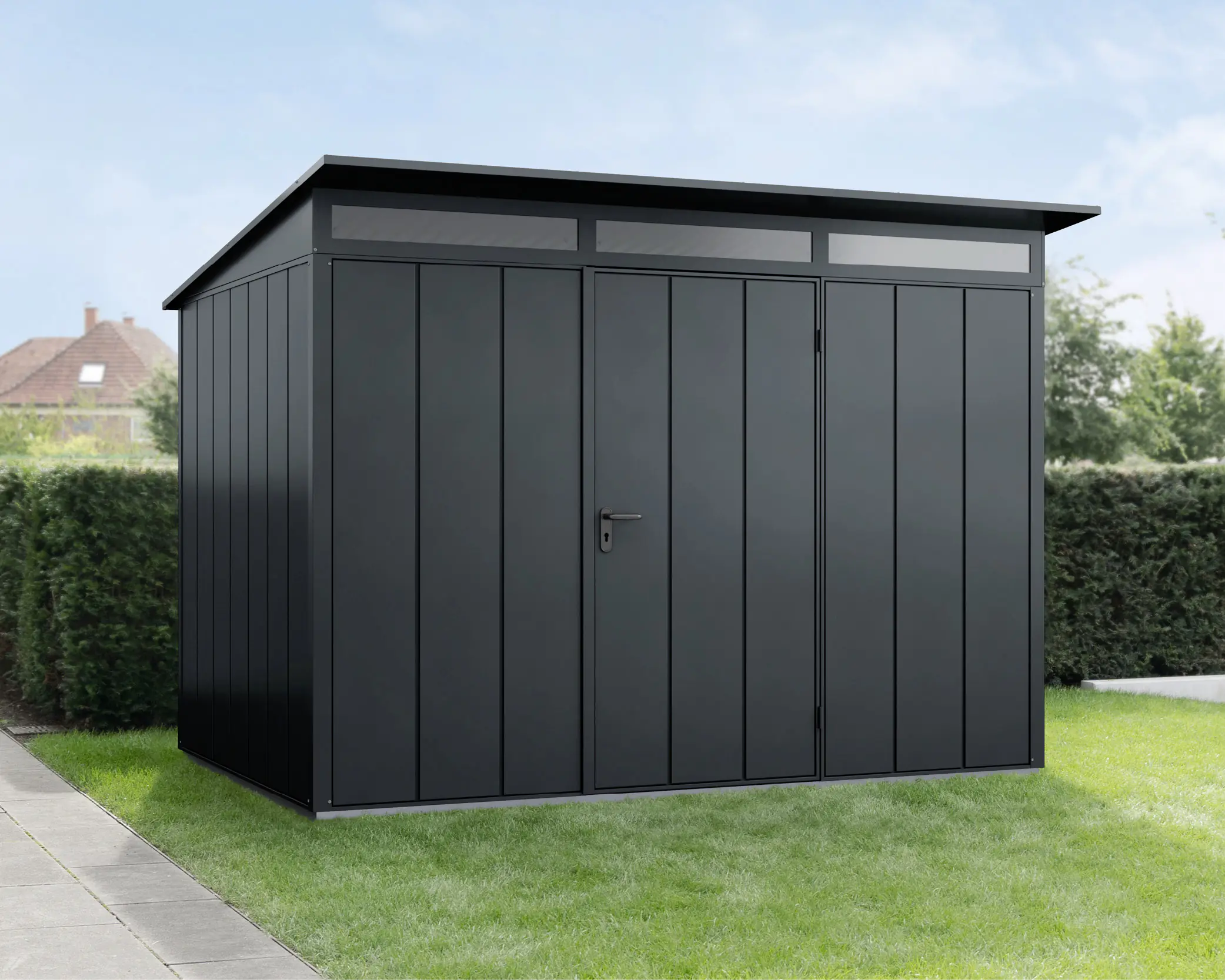 EcoStar Gerätehaus Elegant-P Typ 3 anthrazitgrau 312,7 x 283,4 x 232,3 cm