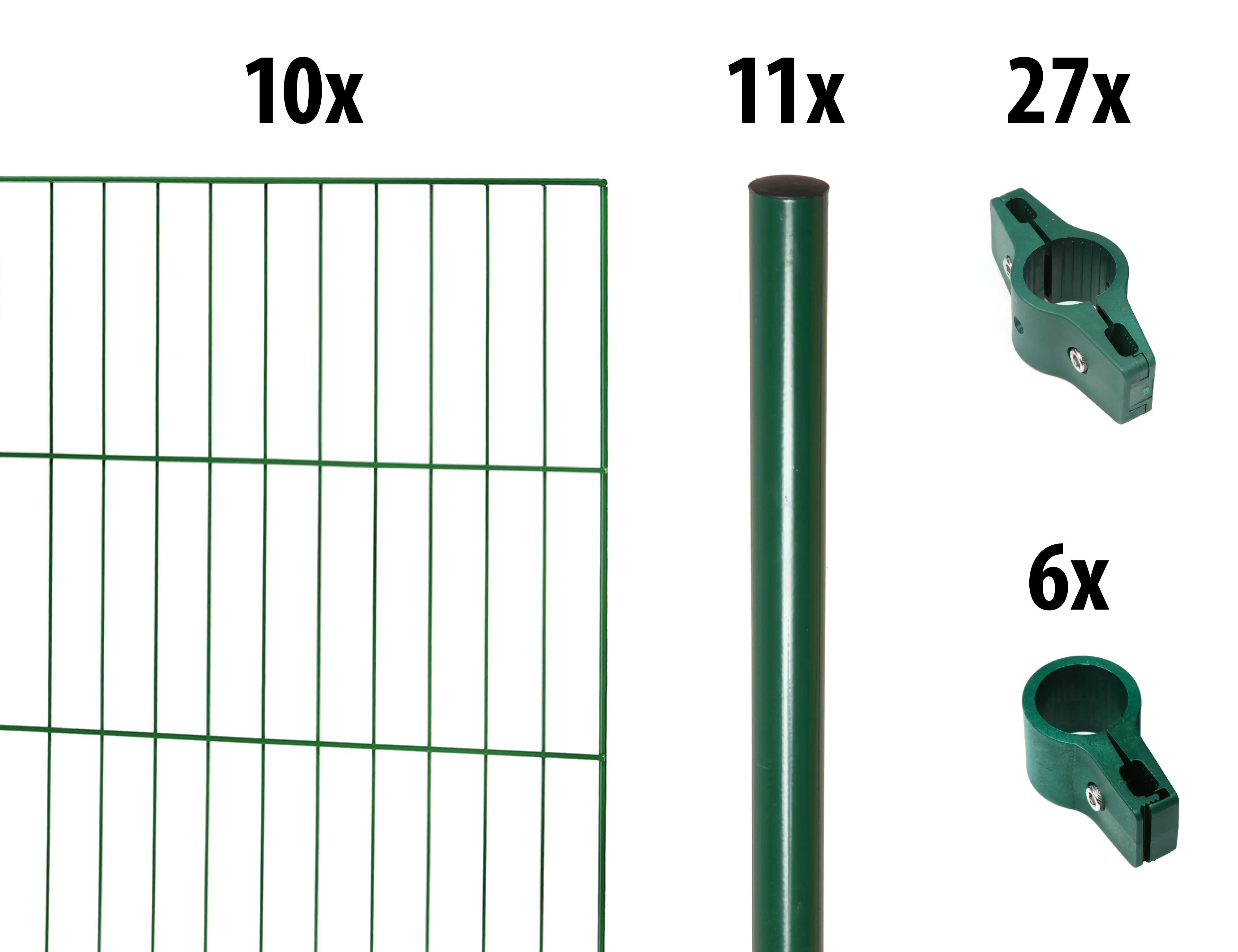 Floraworld Einstabmatten-Zaun Set Classic 20 m 200 x 125 cm inkl. 11 Pfosten 175 cm moosgrün