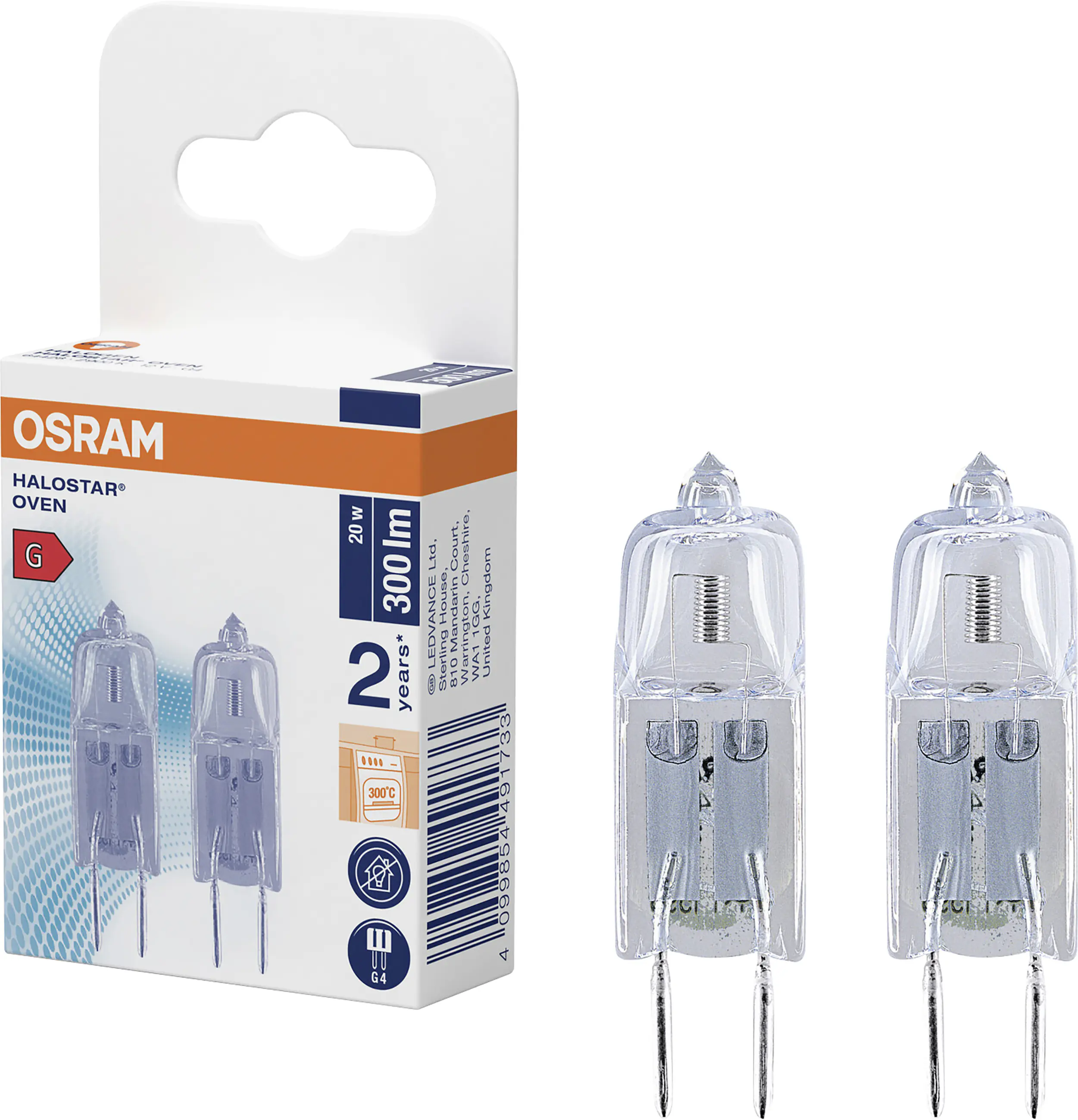 Osram Halogen Leuchtmittel Halostar Ofen Ø 1 x 3 cm 20 W dimmbar warmweiß - 2 Stk.