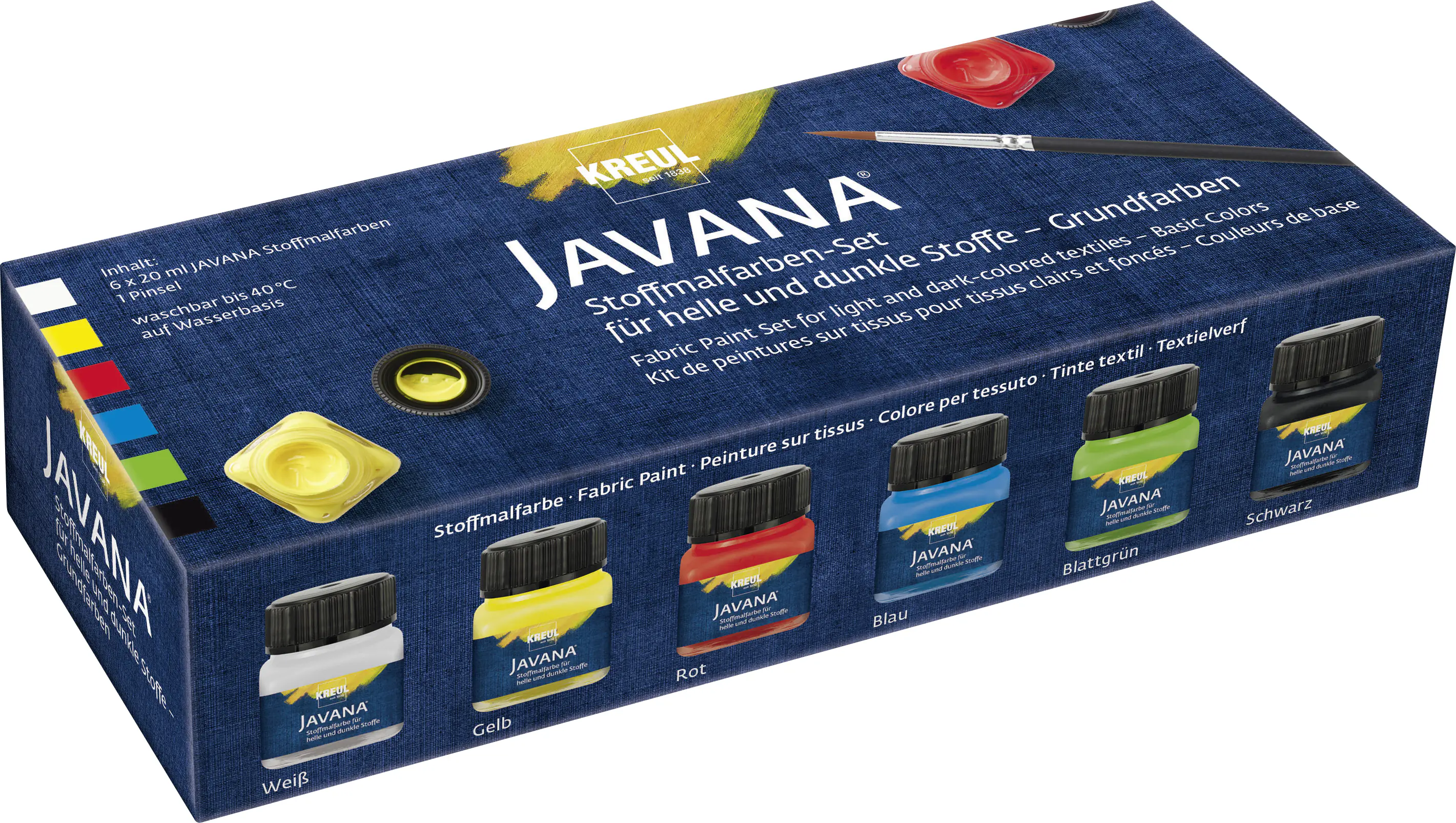Kreul Javana Stoffmalfarben Set 6 x 20 ml helle & dunkle Stoffe