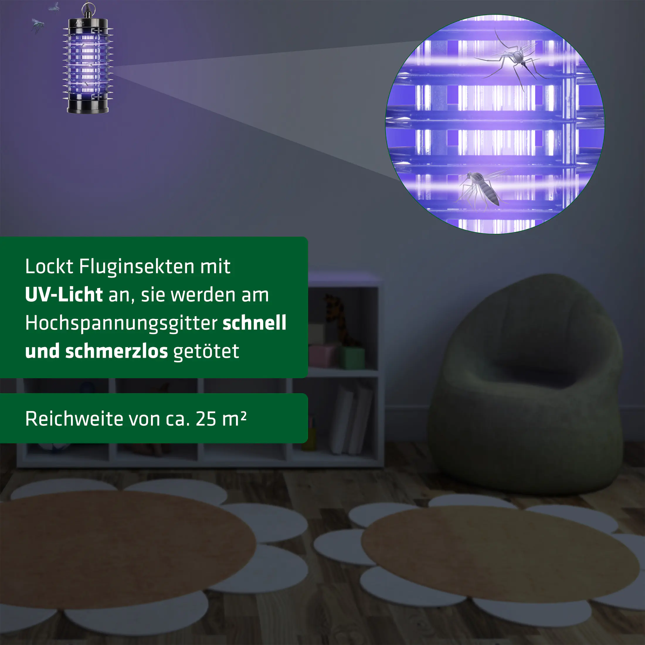 Gardigo Fluginsekten- Vernichter 25 m² mit UV-Licht