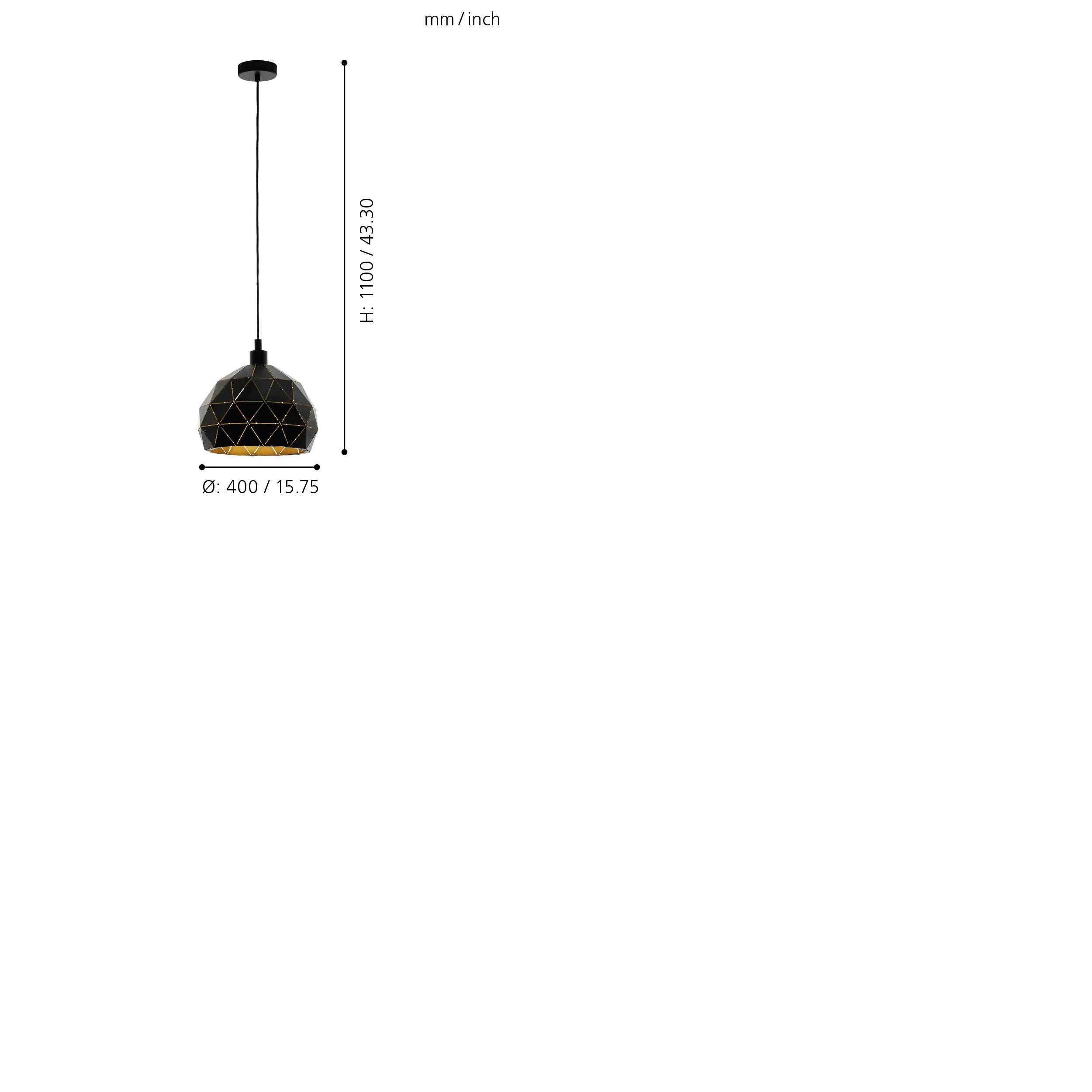 Eglo Pendelleuchte Roccaforte schwarz, gold