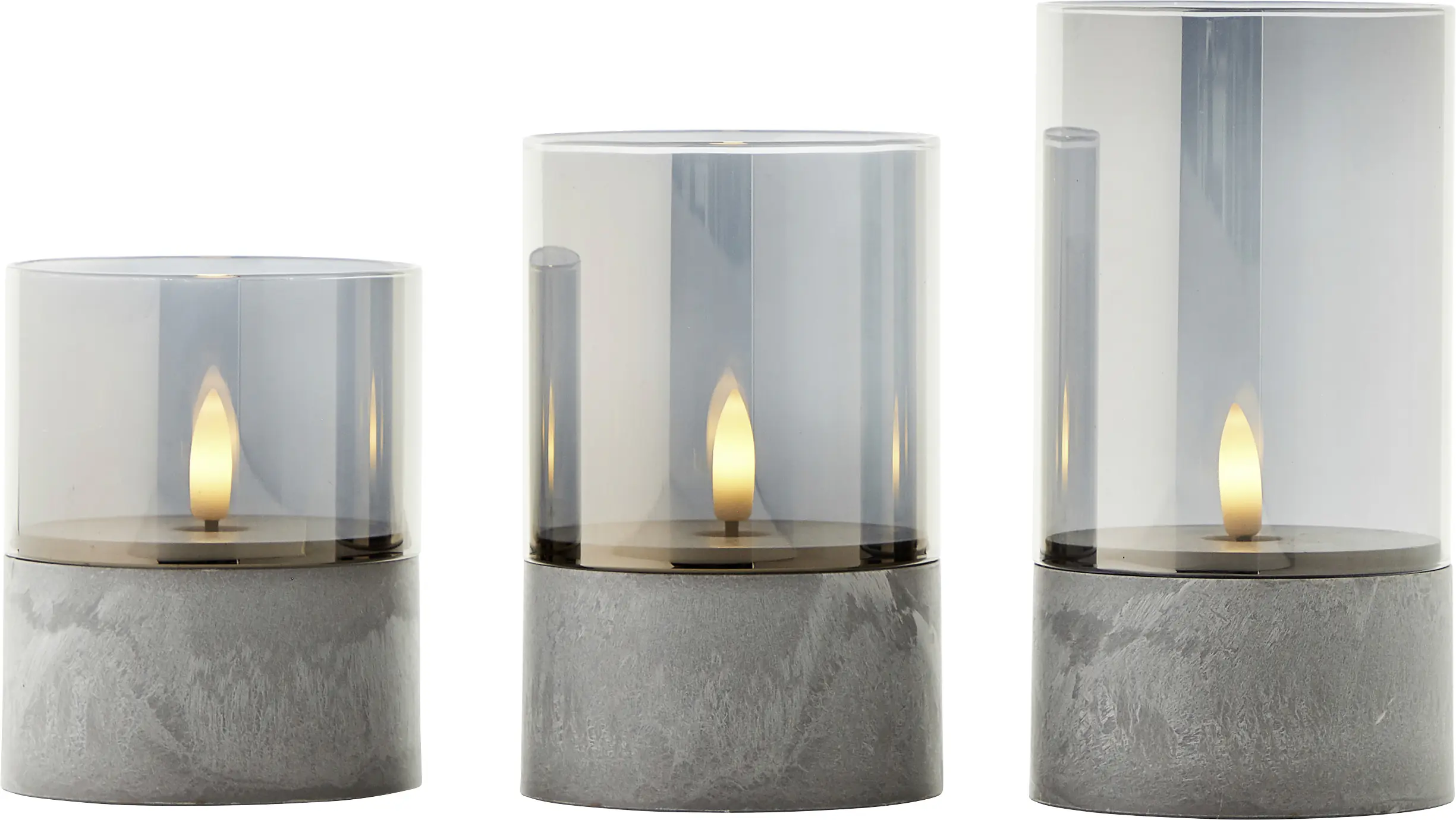 Brilliant LED Tischleuchten Kerzen Bougie grau rauchglas 3 Stück