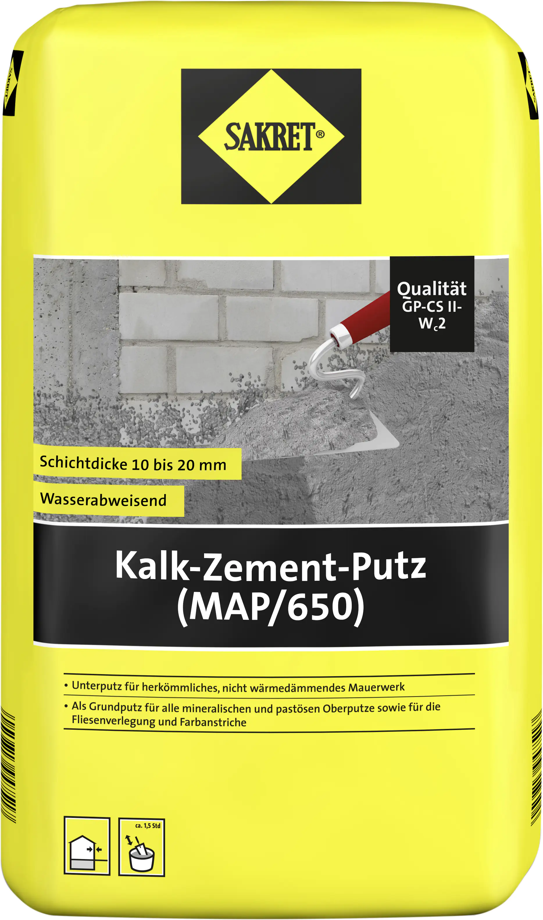 SAKRET Kalk-Zement-Putz (MAP/650) 25 kg Sack grau 1,0 mm