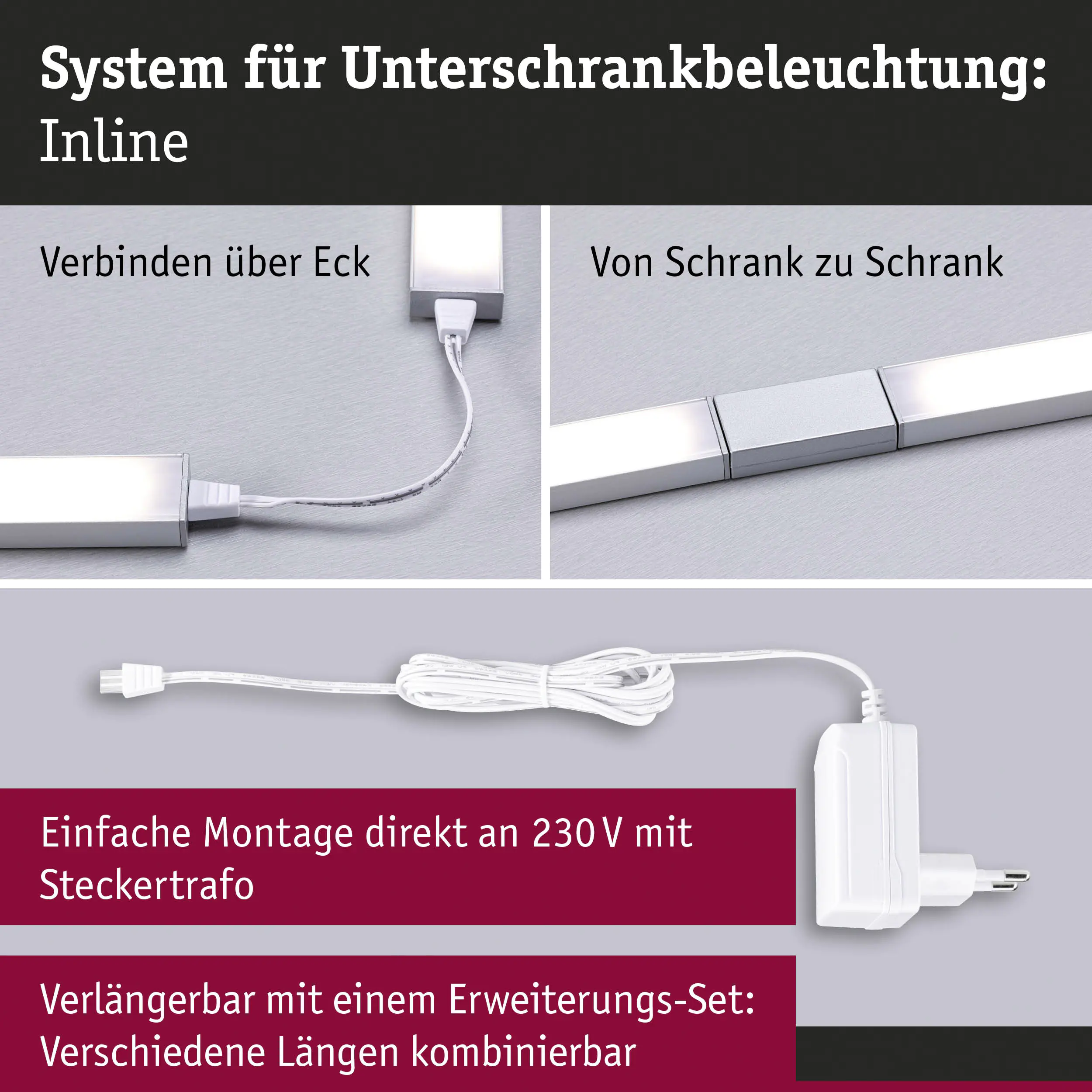 Paulmann LED Lichtleiste Inline weiß 35 cm TW 2er Set