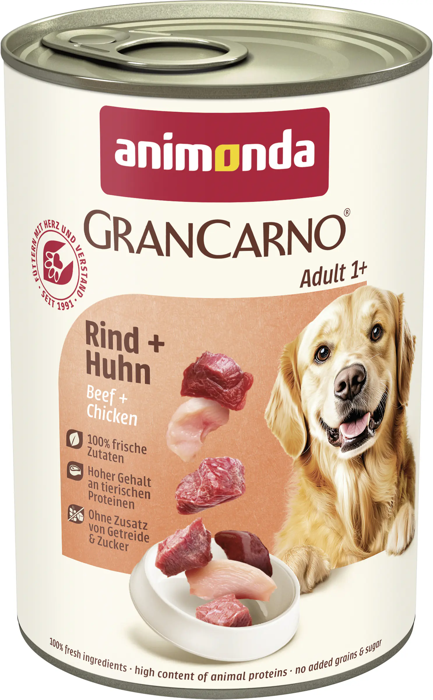 Animonda GranCarno Hundenassfutter Adult getreidefrei 400 g Rind & Huhn