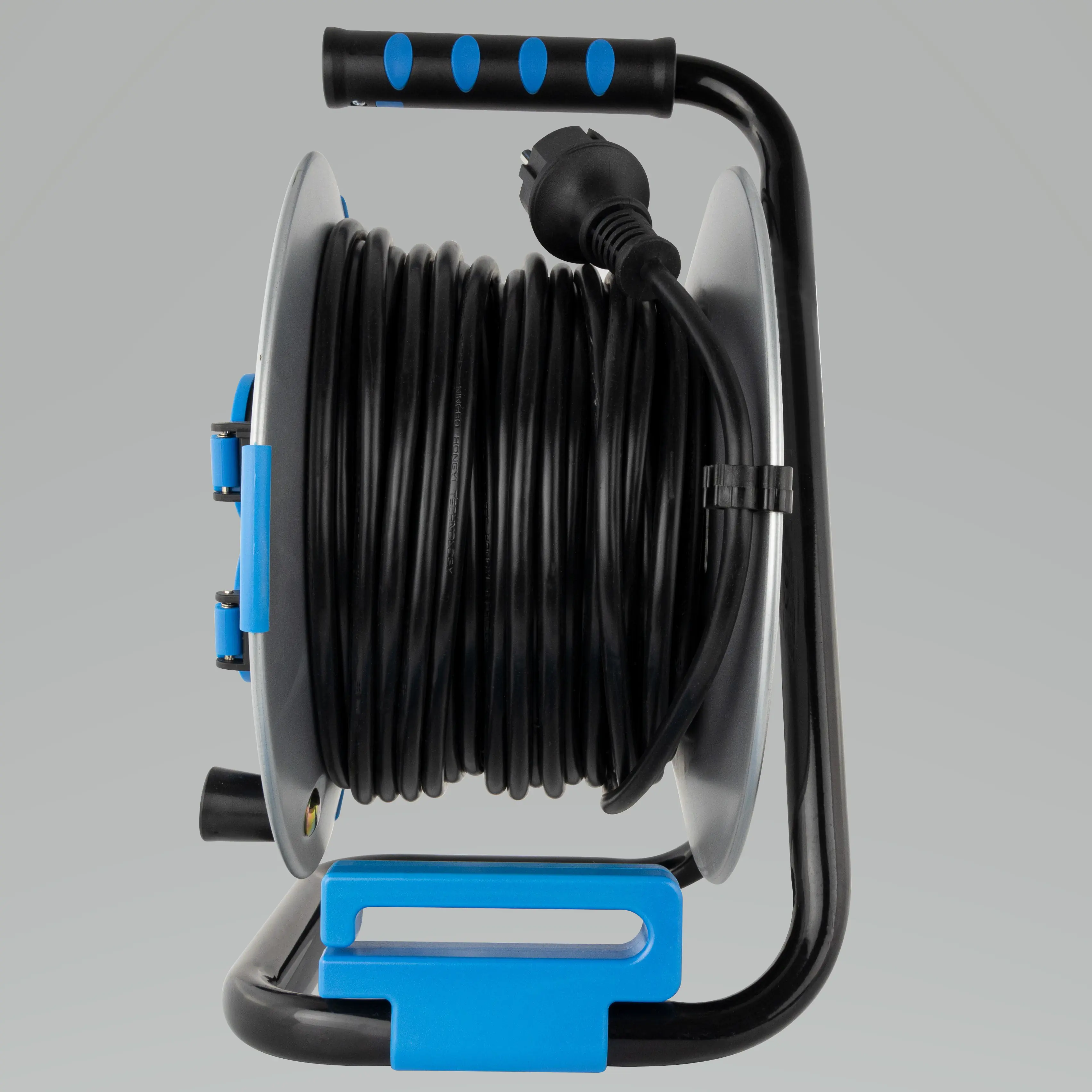 REV Kabeltrommel Stahl 25m H05VV-F 3G 1,5 mm² Stahl schwarz blau