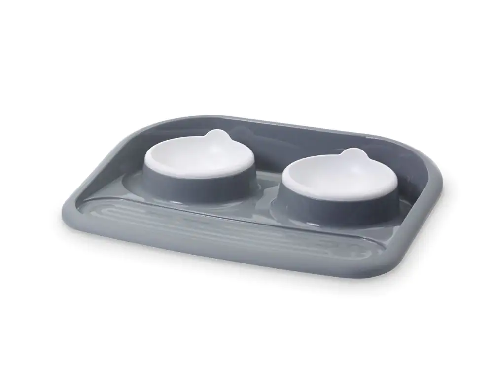 Nobby Hundenapf-Ständer Futterstation Butler 45 x 36 cm - 2x 300 ml grau