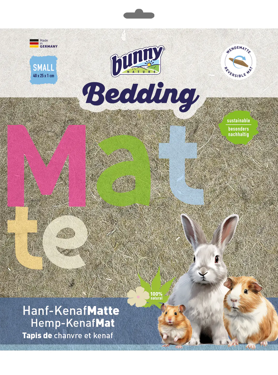 Bunny Nagereinstreu Hanf-Kenaf-Matte Small 40 x 25 cm
