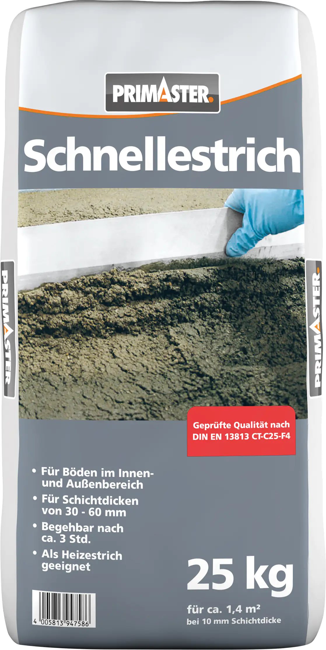 Produktbild:  Primaster Schnellestrich 25 kg grau 4,0 mm