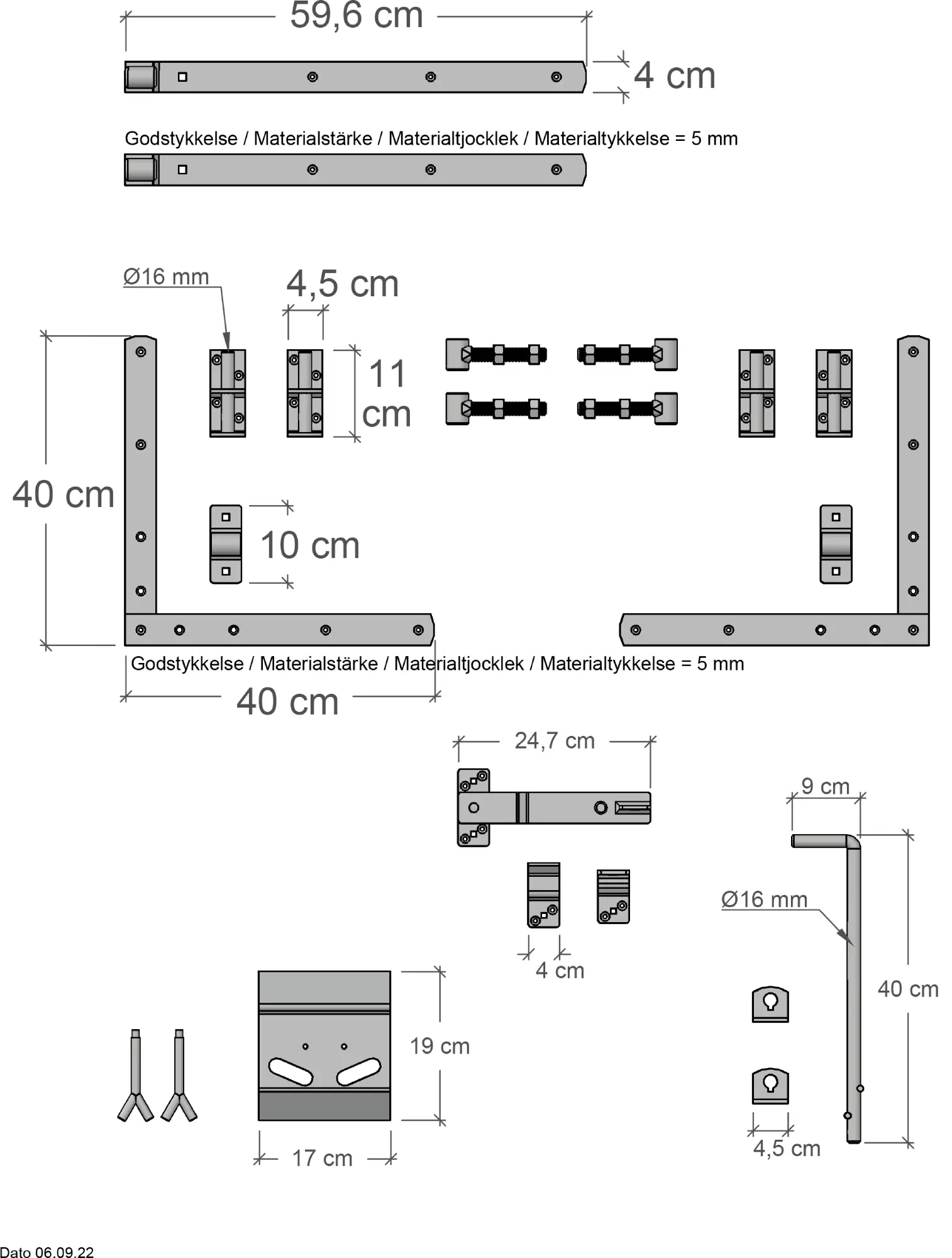 Plus Doppeltor Tokyo inkl. Beschläge 200 x 140 cm umbragrau fungizidbehandelt